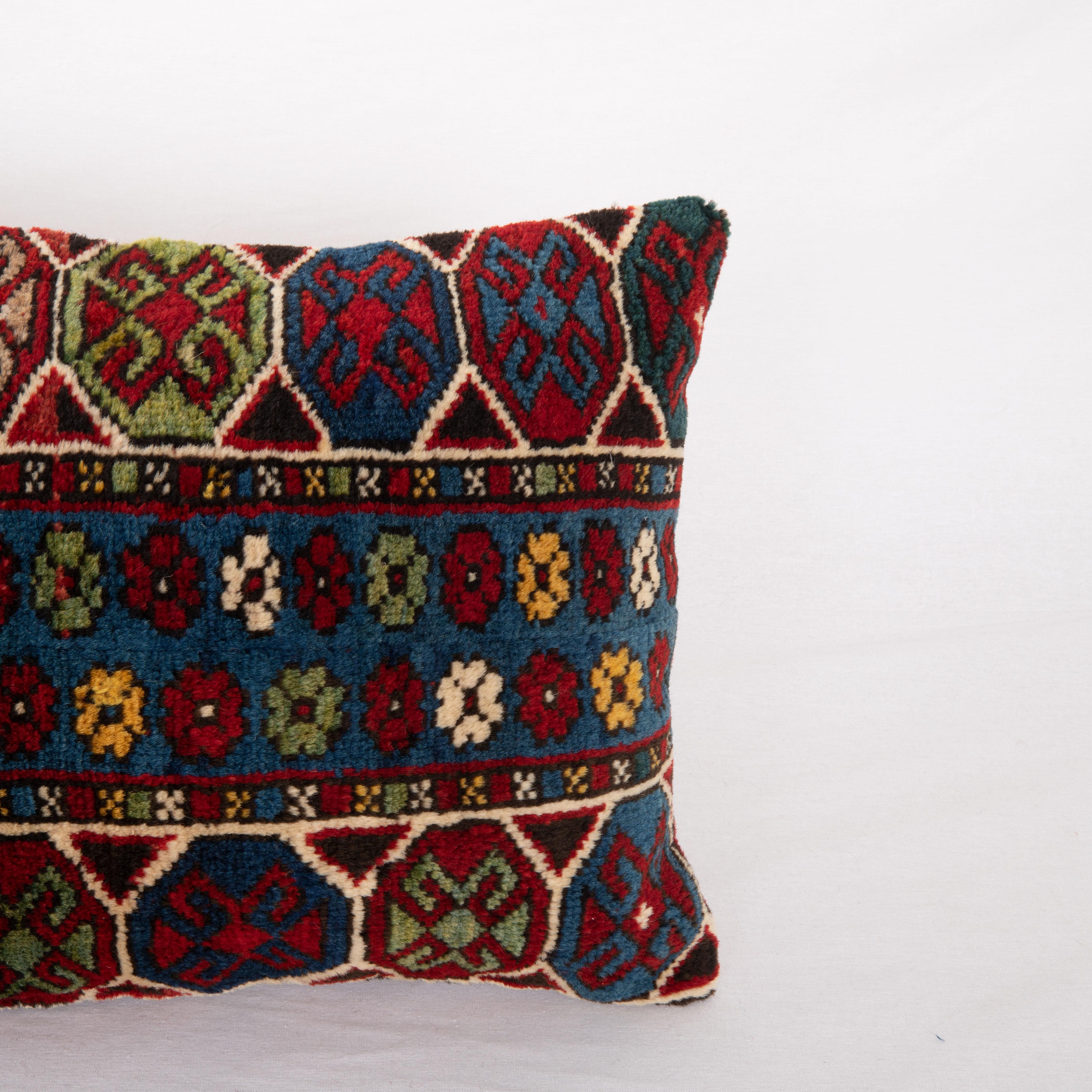 Hand-Woven Pillow Cover. Made from a Caucasian Rug, late 19th C. For Sale