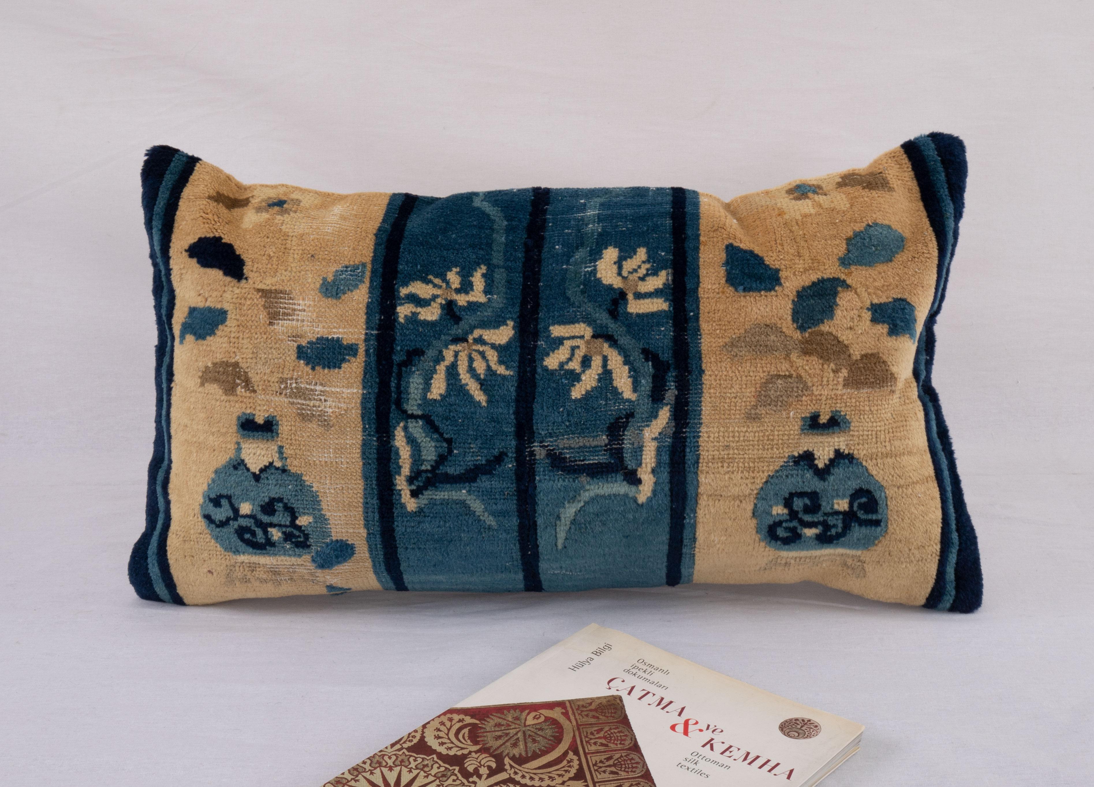 Hand-Woven Pillow Cover Made from a Chinese Art Deco Rug, early 20th C. For Sale