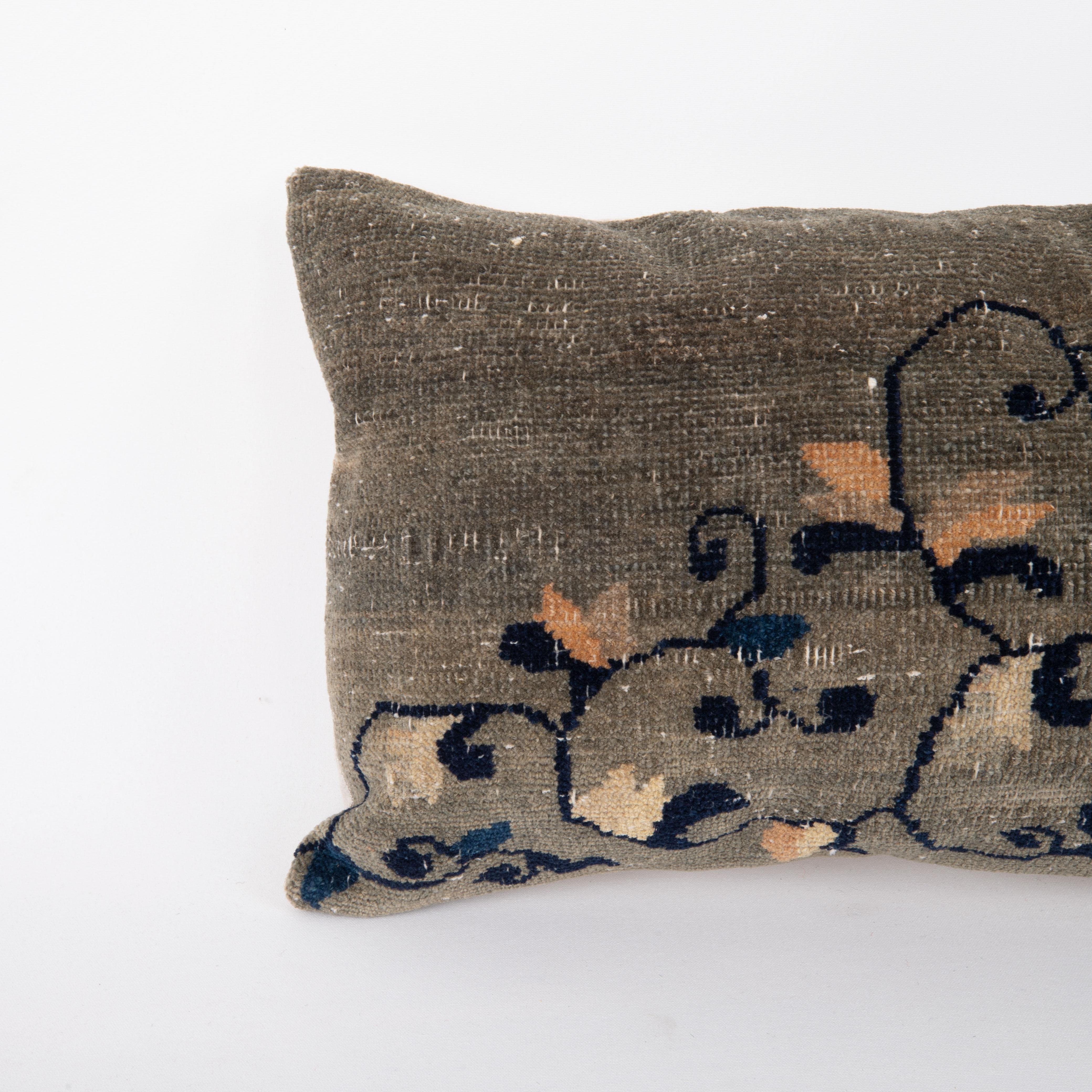 Hand-Woven Pillow Cover Made from a Chinese Art Deco Rug, early 20th C.