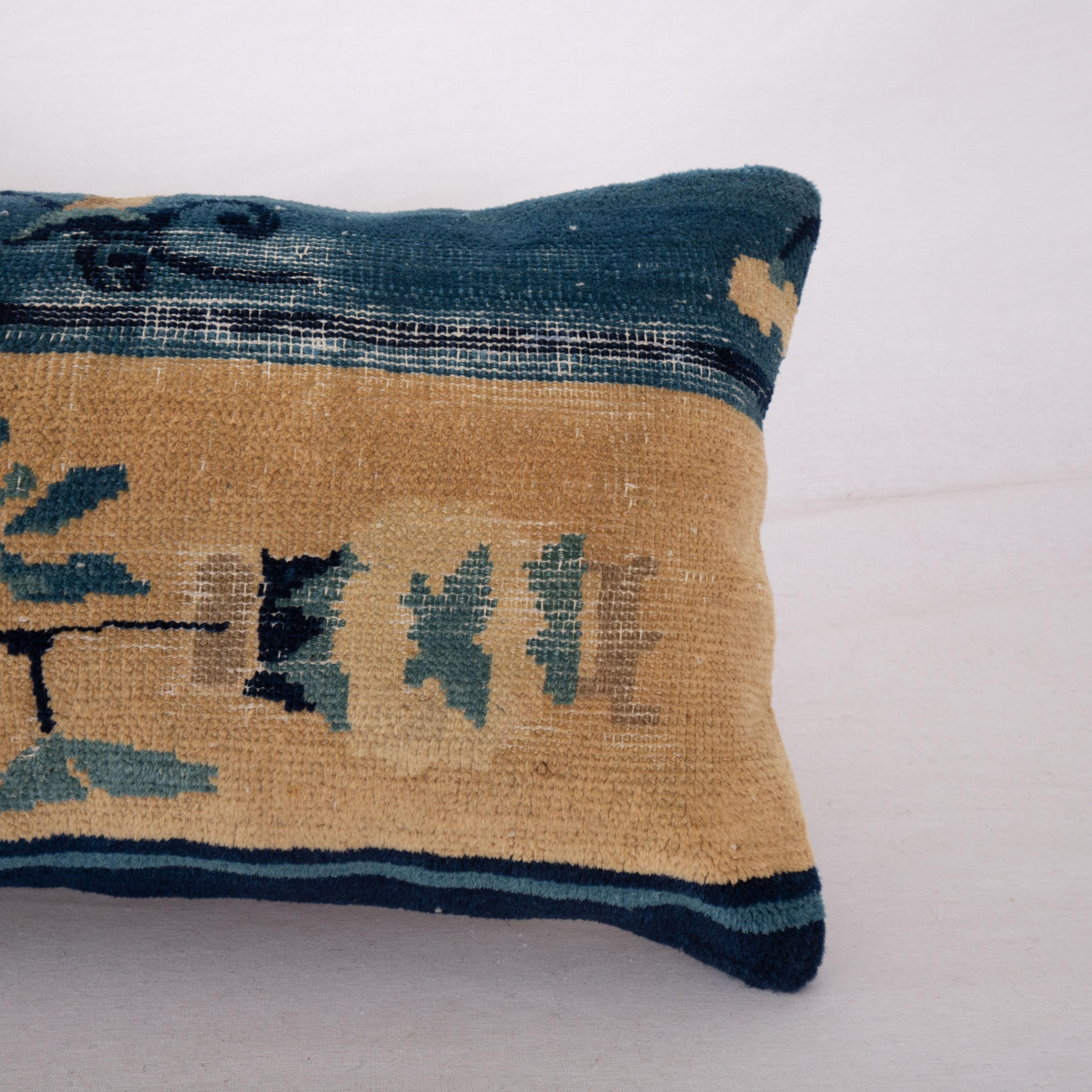 Pillow Cover Made from a Chinese Art Deco Rug, Early 20th C In Good Condition For Sale In Istanbul, TR