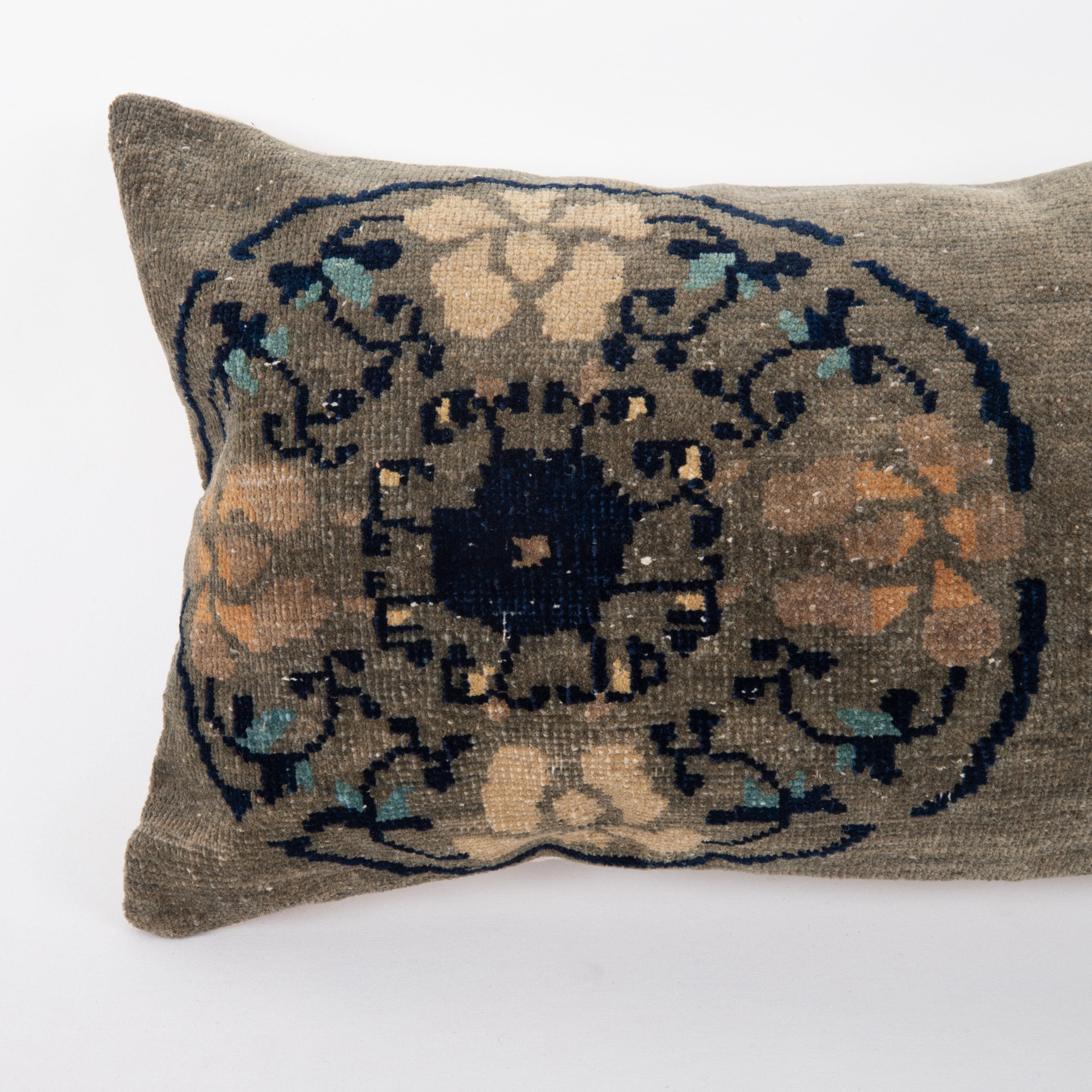 Pillow Cover Made from a Chinese Art Deco Rug, early 20th C. In Good Condition For Sale In Istanbul, TR