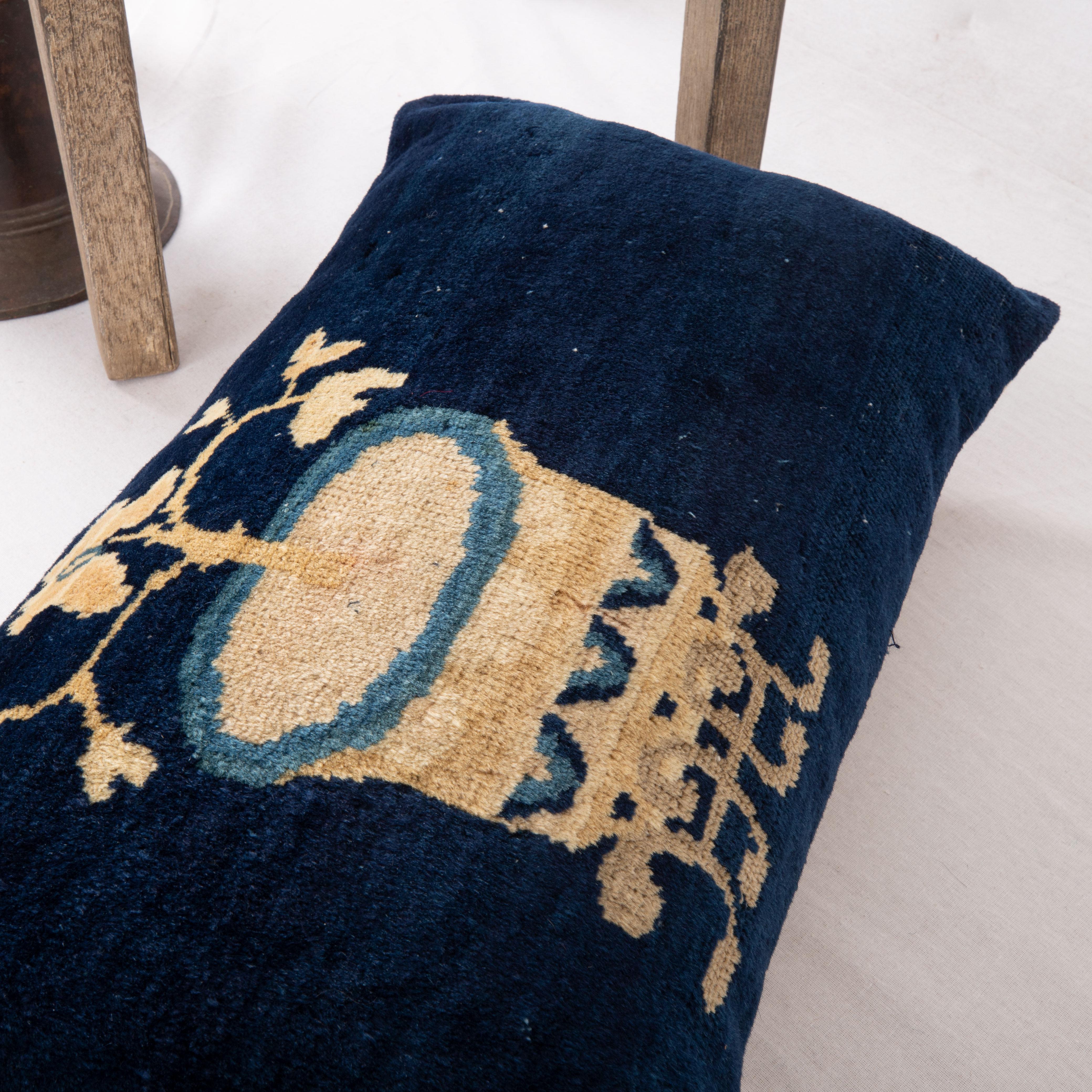 Wool Pillow Cover Made from a Chinese Art Deco Rug, Early 20th Century For Sale