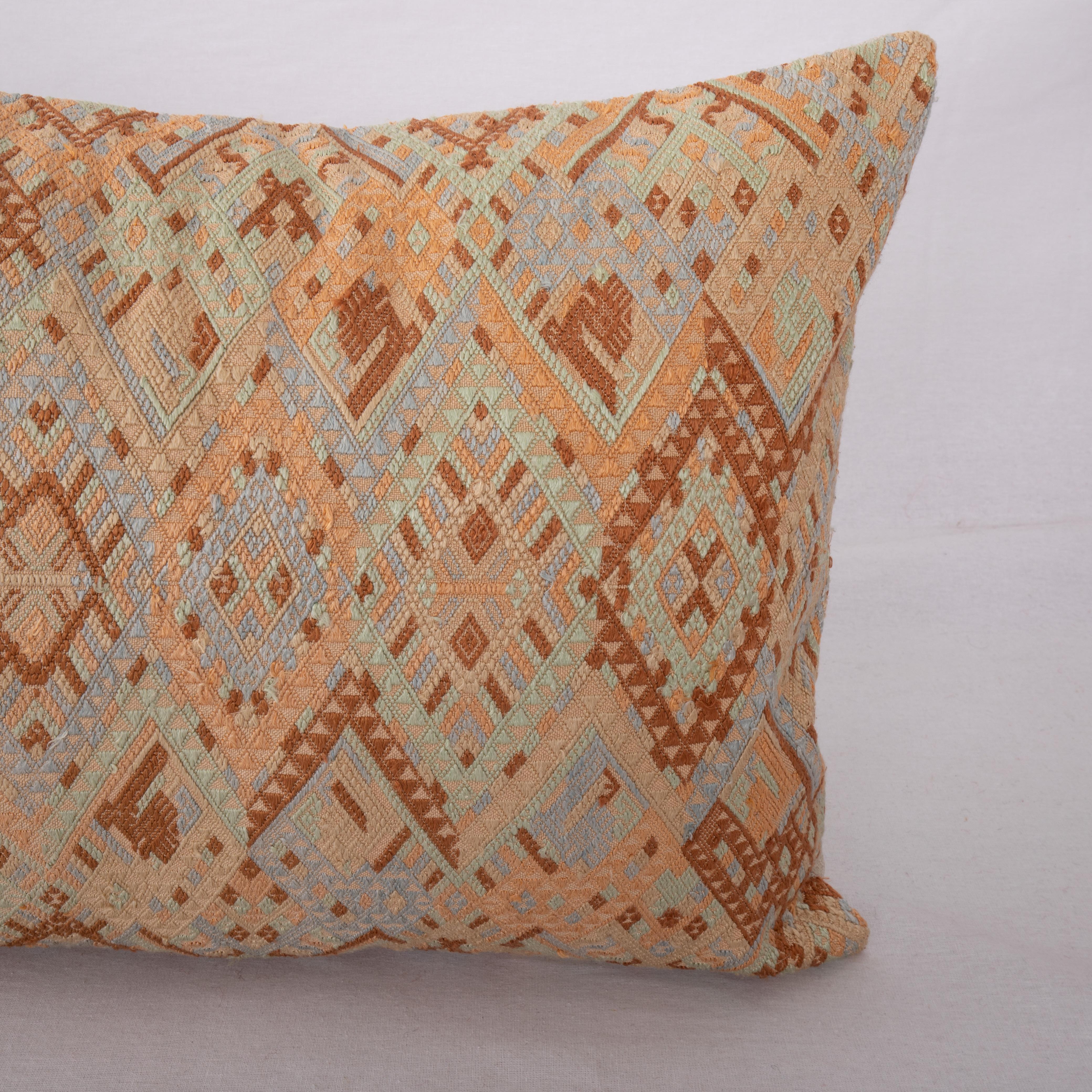 Embroidered Pillow Cover Made from a Laotion Vintage Silk Embroidery For Sale