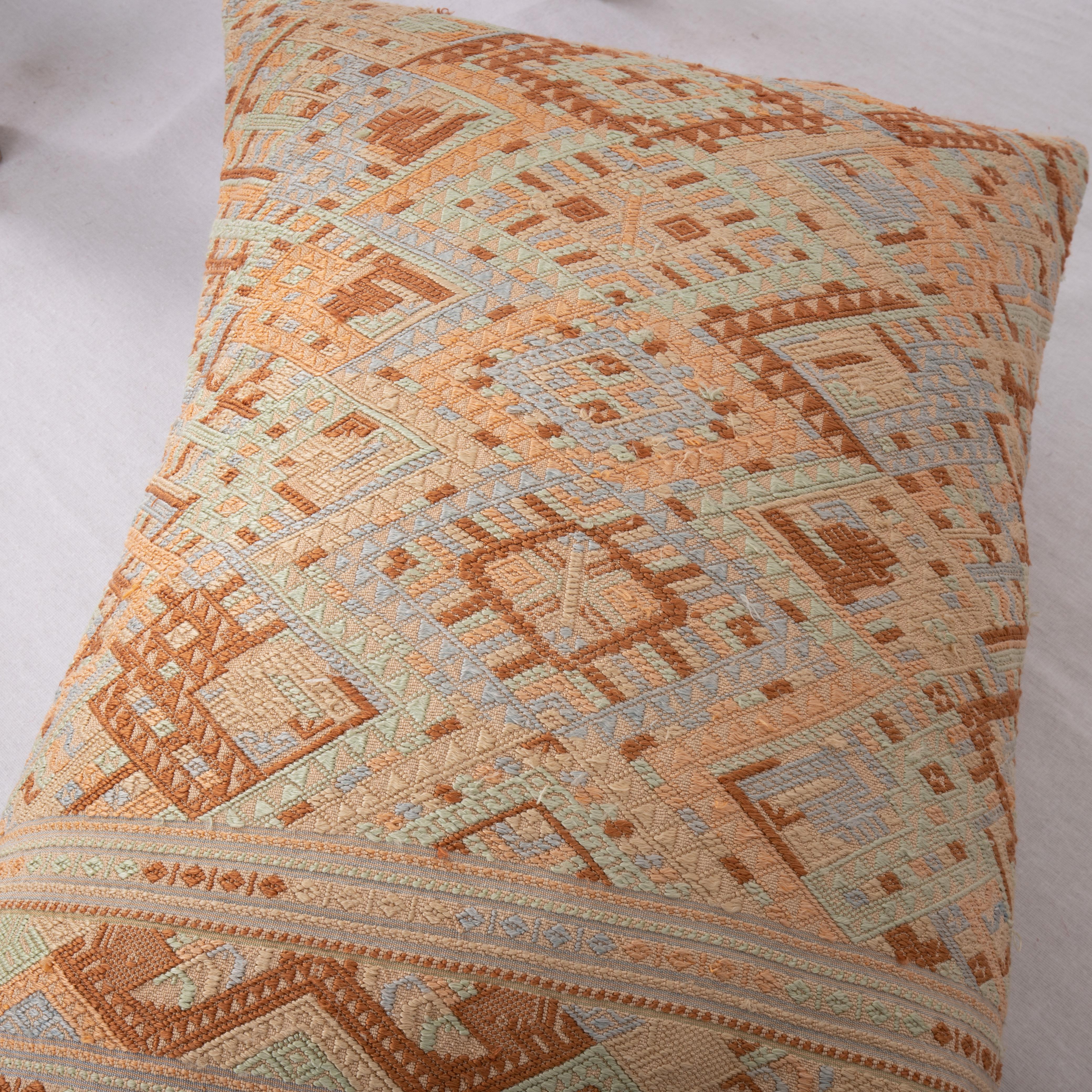Pillow Cover Made from a Laotion Vintage Silk Embroidery In Good Condition For Sale In Istanbul, TR