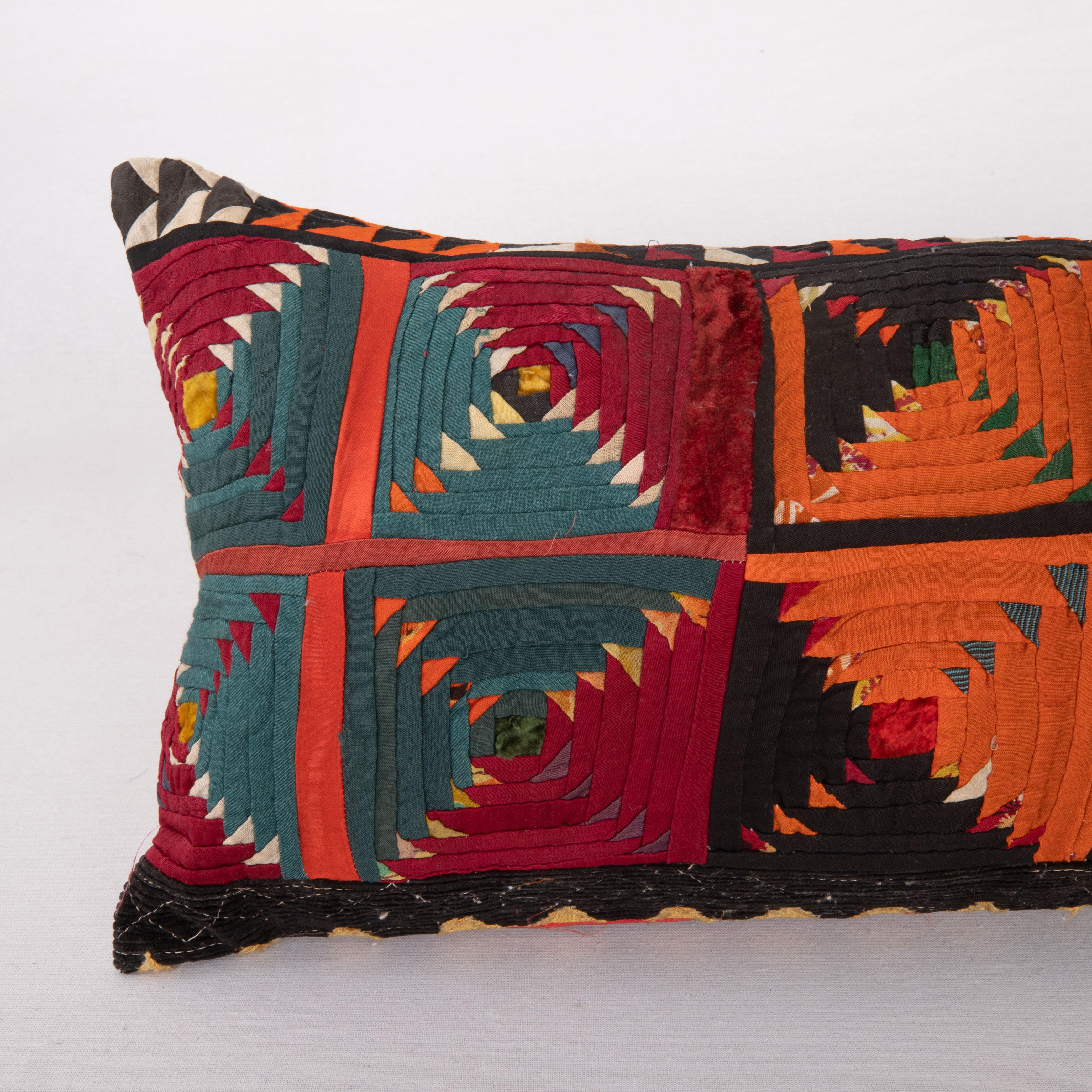 Tribal Pillow Cover Made from a Mid 20th C. Kyrgyz Korak ( Patchwork) For Sale