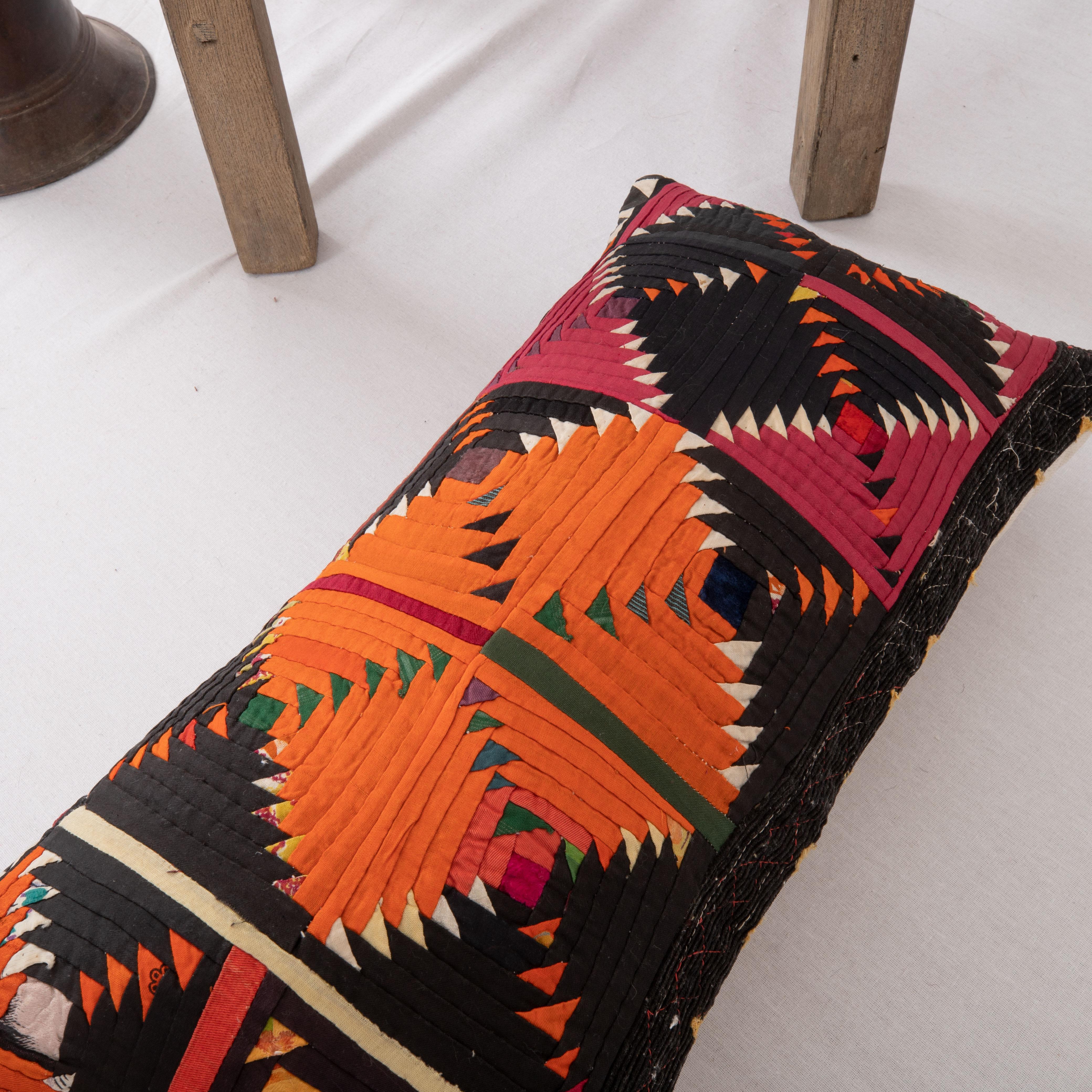 Tribal Pillow Cover Made from a Mid 20th C. Kyrgyz Korak ( Patchwork) For Sale