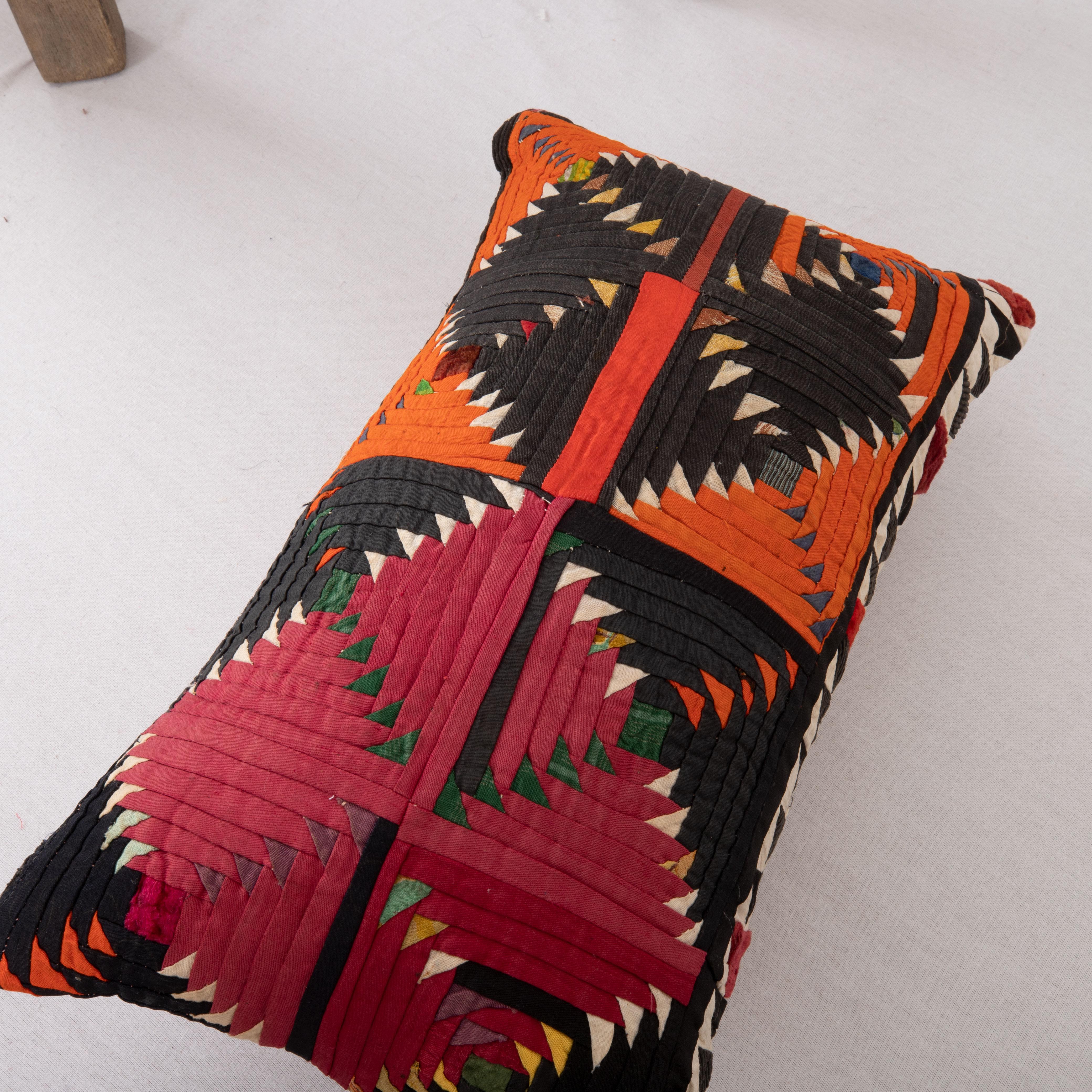 Tribal Pillow Cover Made from a mid 20th C. Kyrgyz Korak ( Patchwork) For Sale