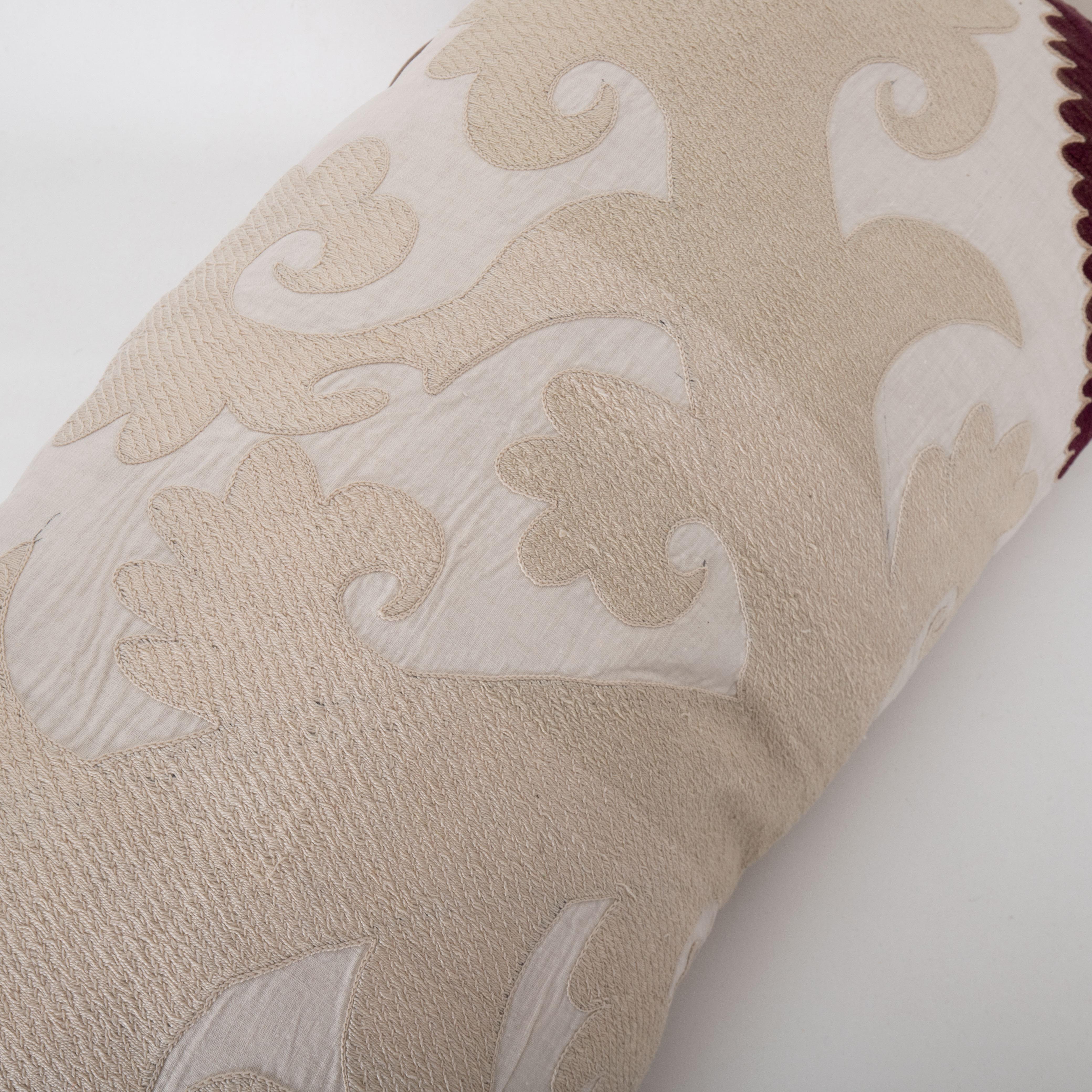 Embroidered Pillow Cover Made from a Mid 20th C. Suzani, Uzbekistan For Sale