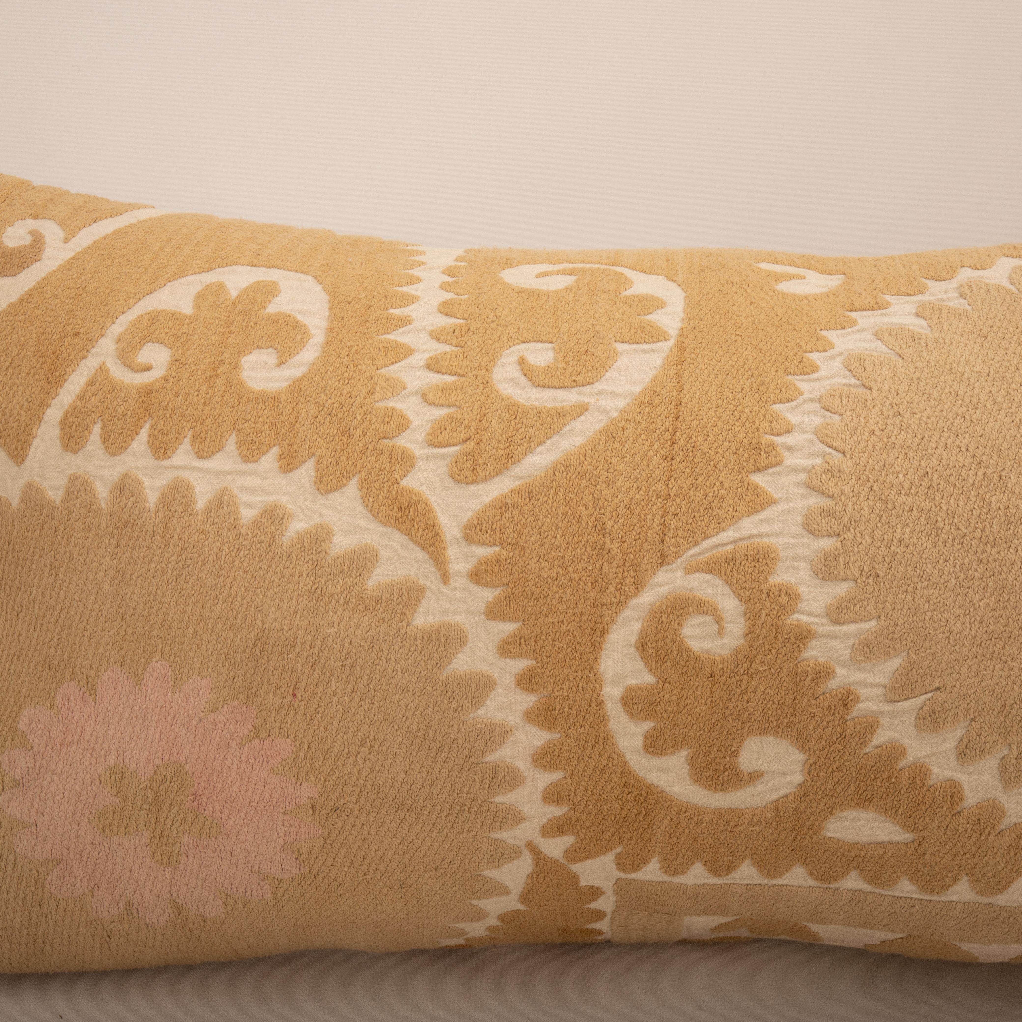 Embroidered Pillow Cover Made from a Mid 20th C. Suzani, Uzbekistan For Sale