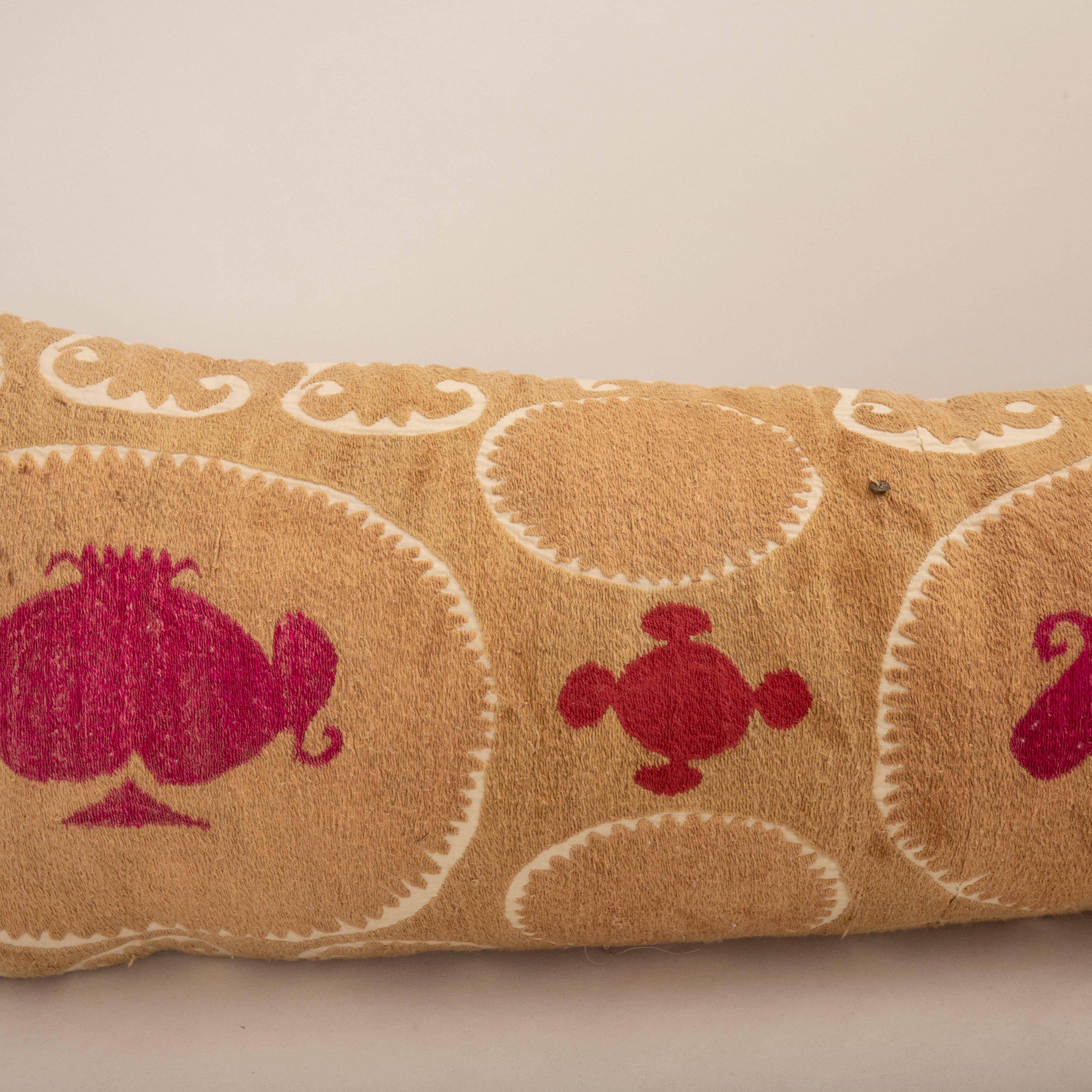 Embroidered Pillow Cover Made from a Mid 20th C. Suzani, Uzbekistan For Sale