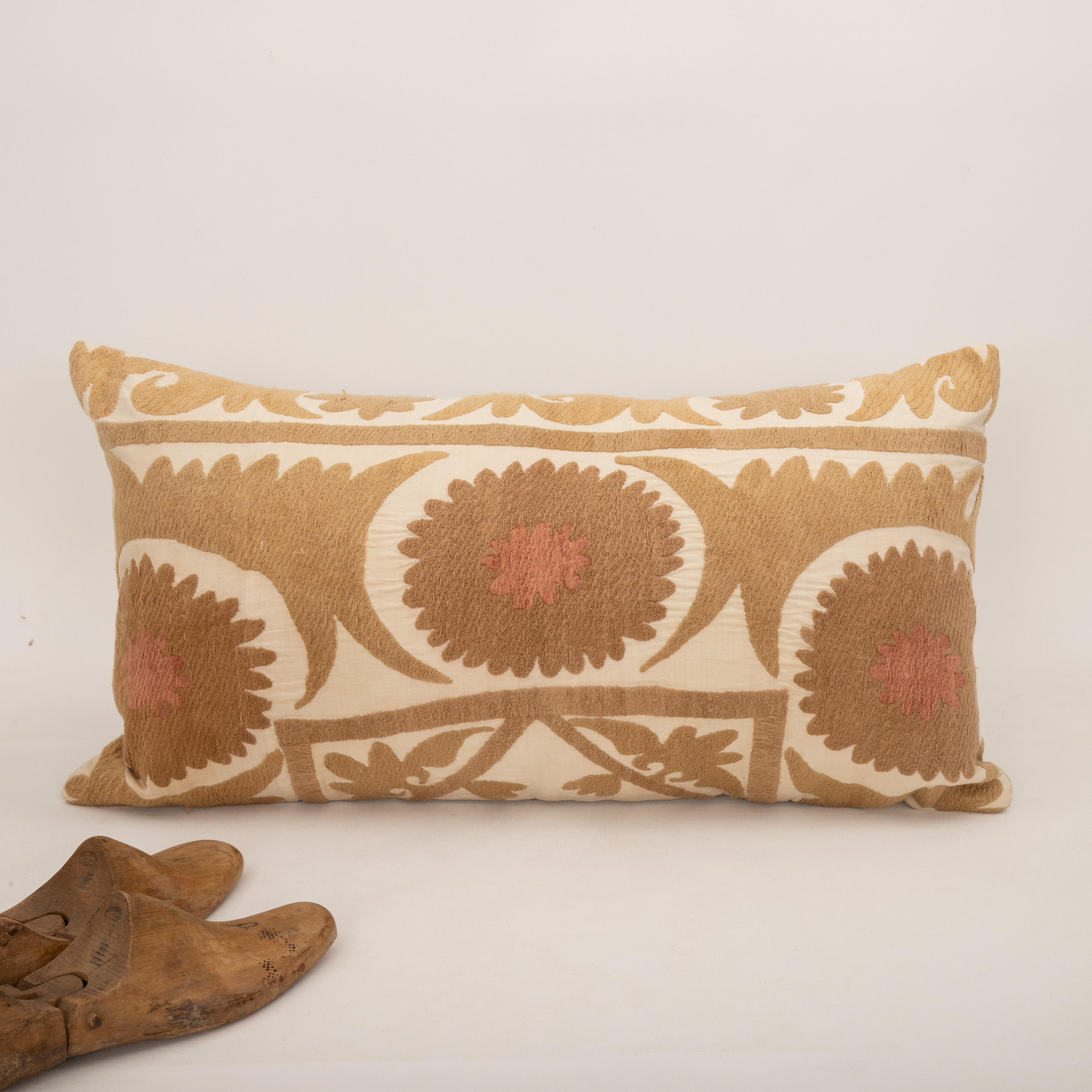 Embroidered Pillow Cover Made from a Mid 20th C. Suzani, Uzbekistan For Sale