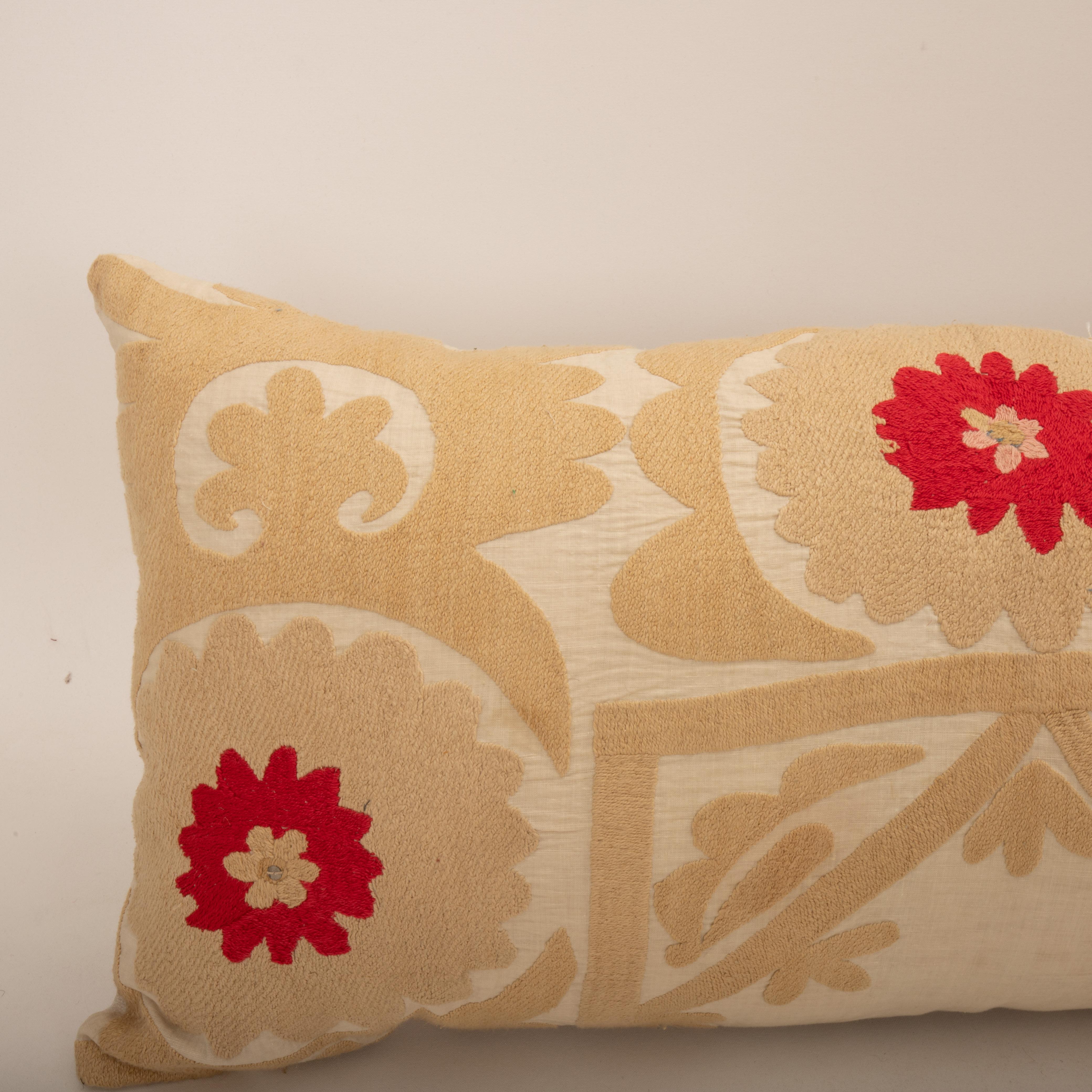 Embroidered Pillow Cover Made from a Mid 20th C. Suzani, Uzbekistan For Sale