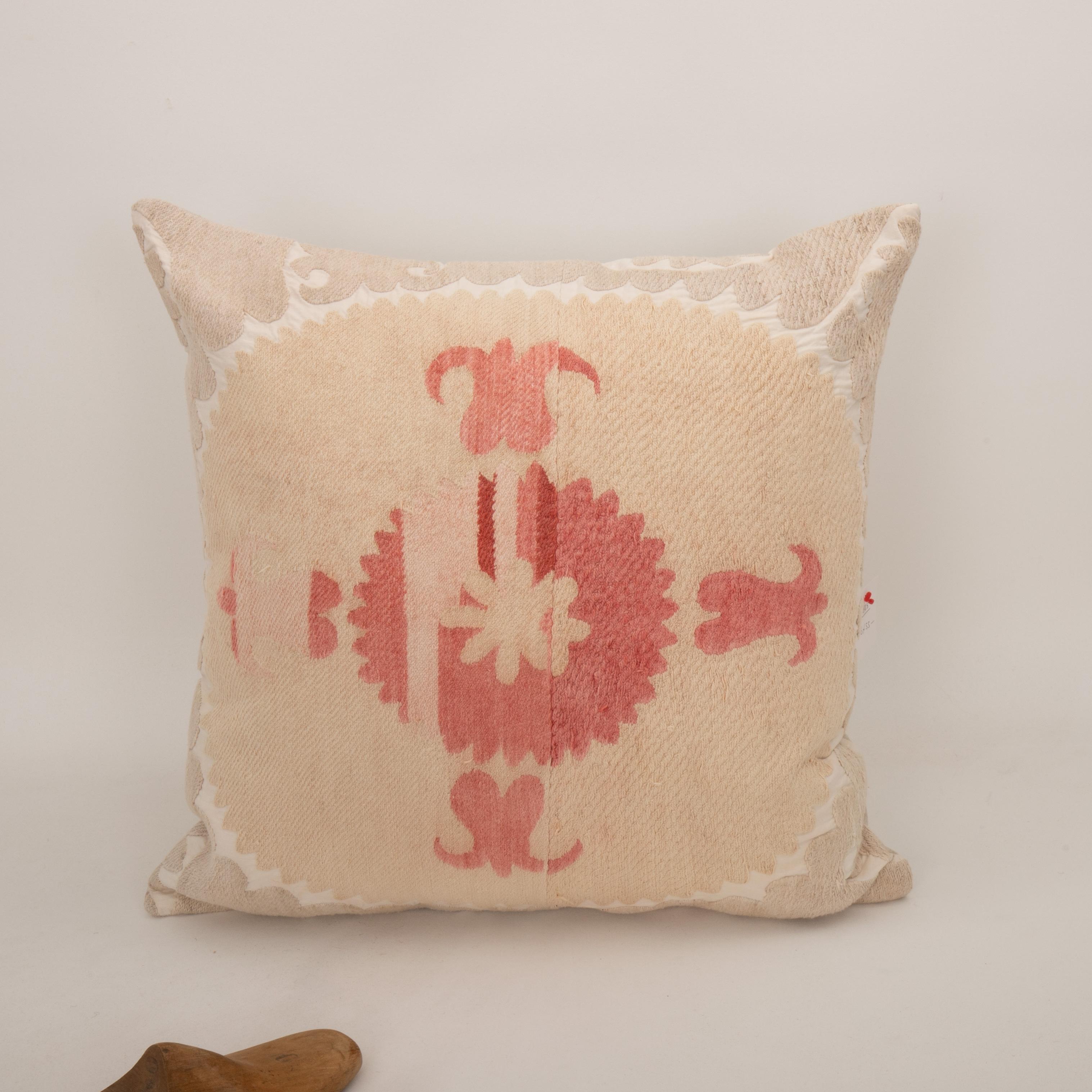 Embroidered Pillow Cover Made from a Mid 20th C. Suzani, Uzbekistan For Sale