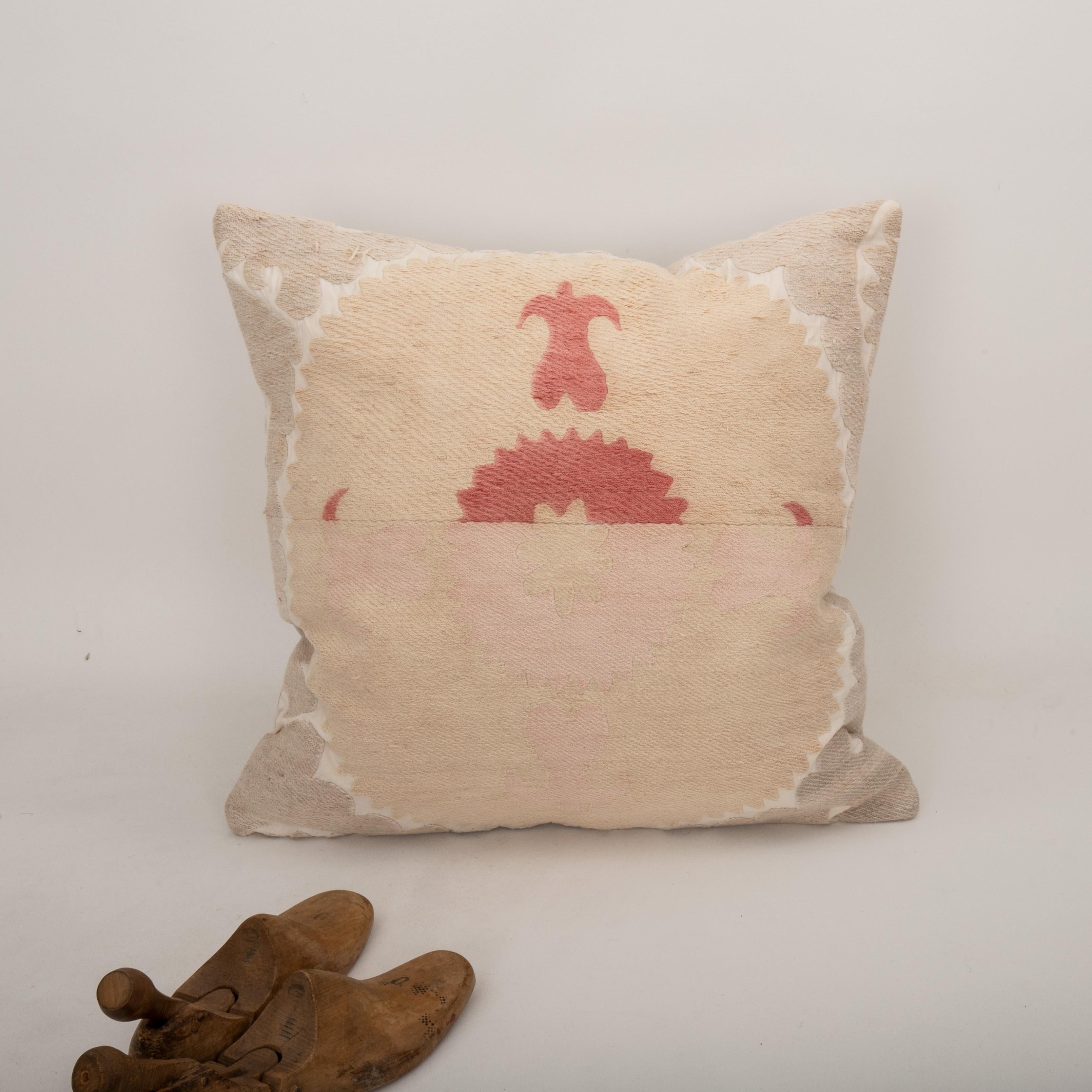 Embroidered Pillow Cover Made from a Mid 20th C. Suzani, Uzbekistan For Sale