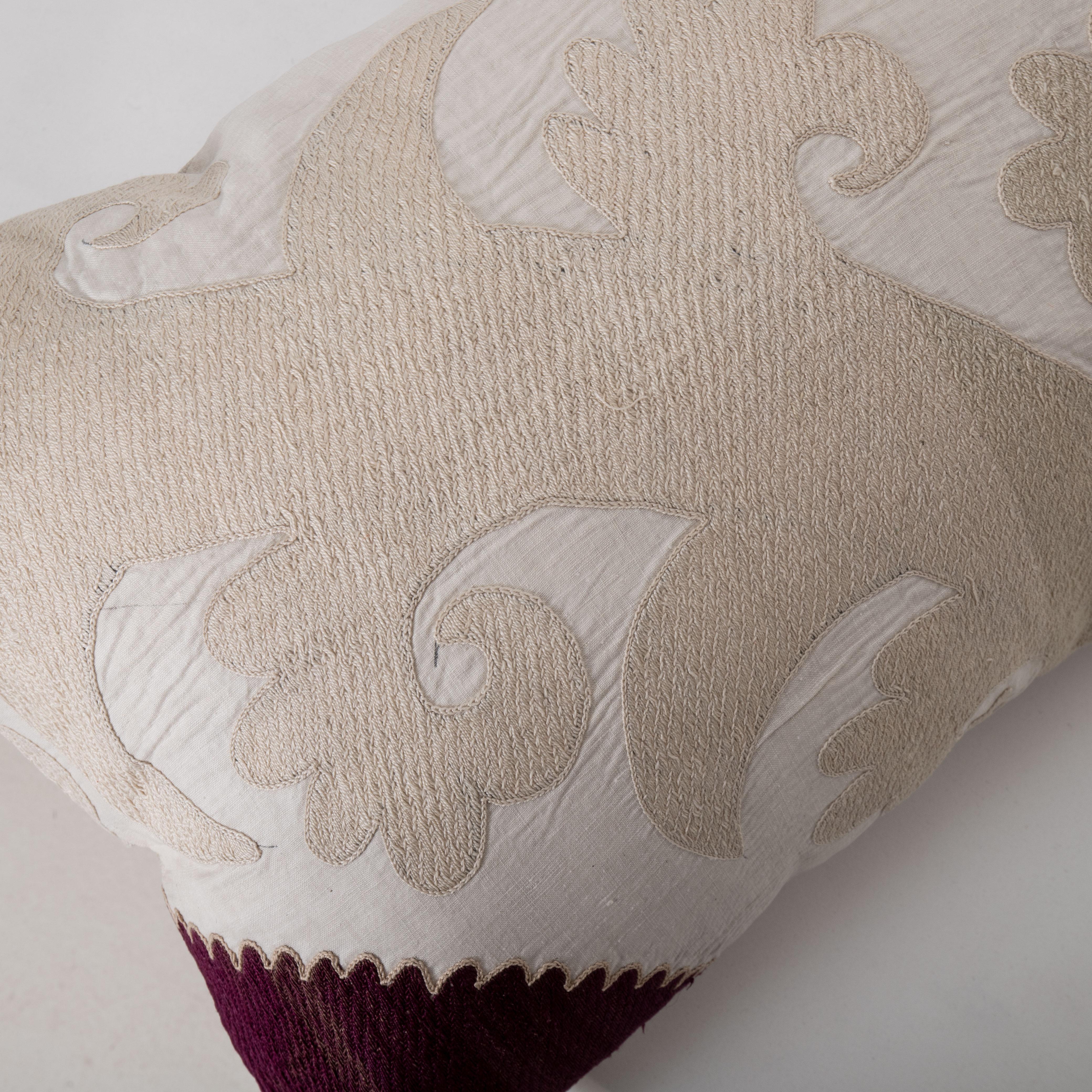 20th Century Pillow Cover Made from a Mid 20th C. Suzani, Uzbekistan For Sale
