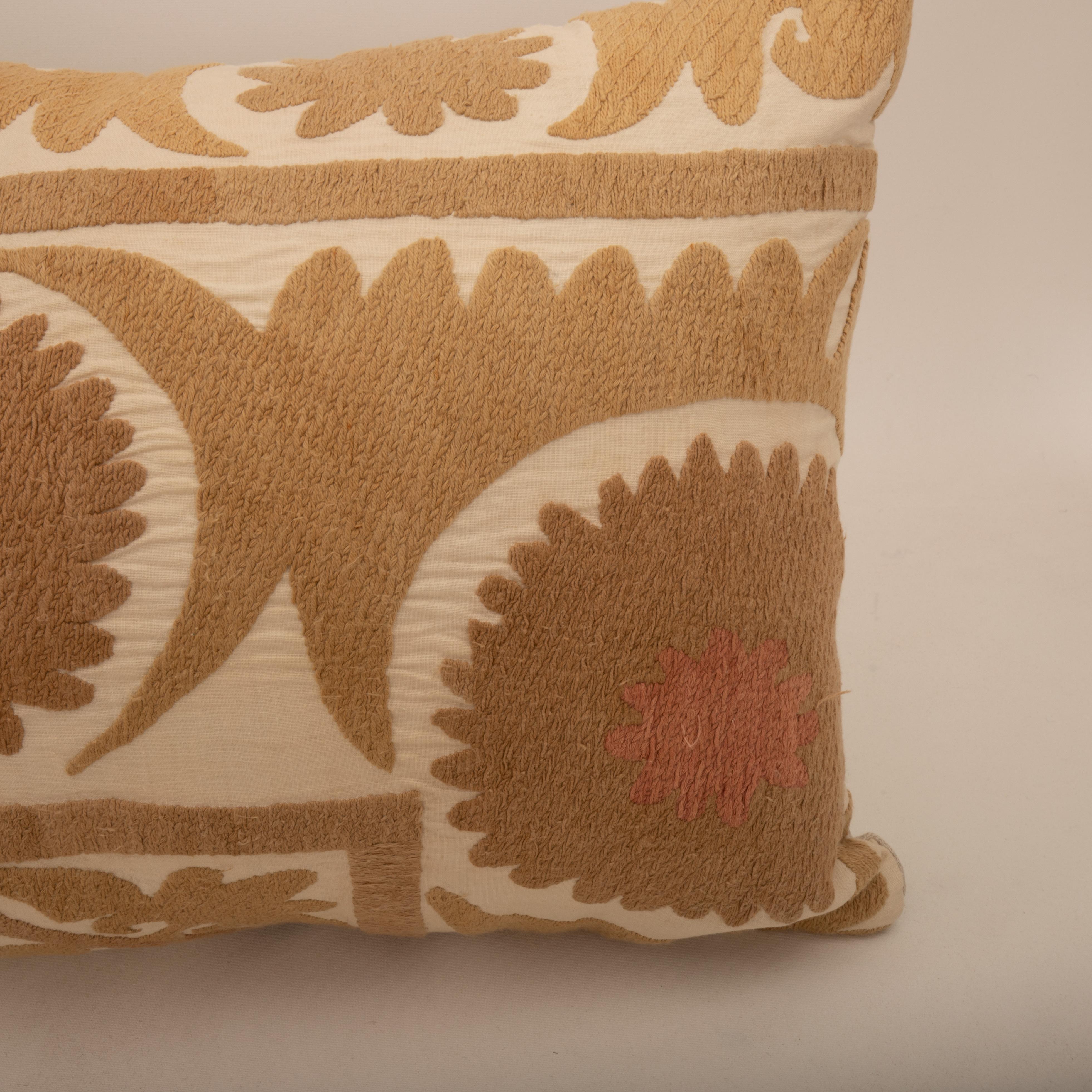 Cotton Pillow Cover Made from a Mid 20th C. Suzani, Uzbekistan For Sale