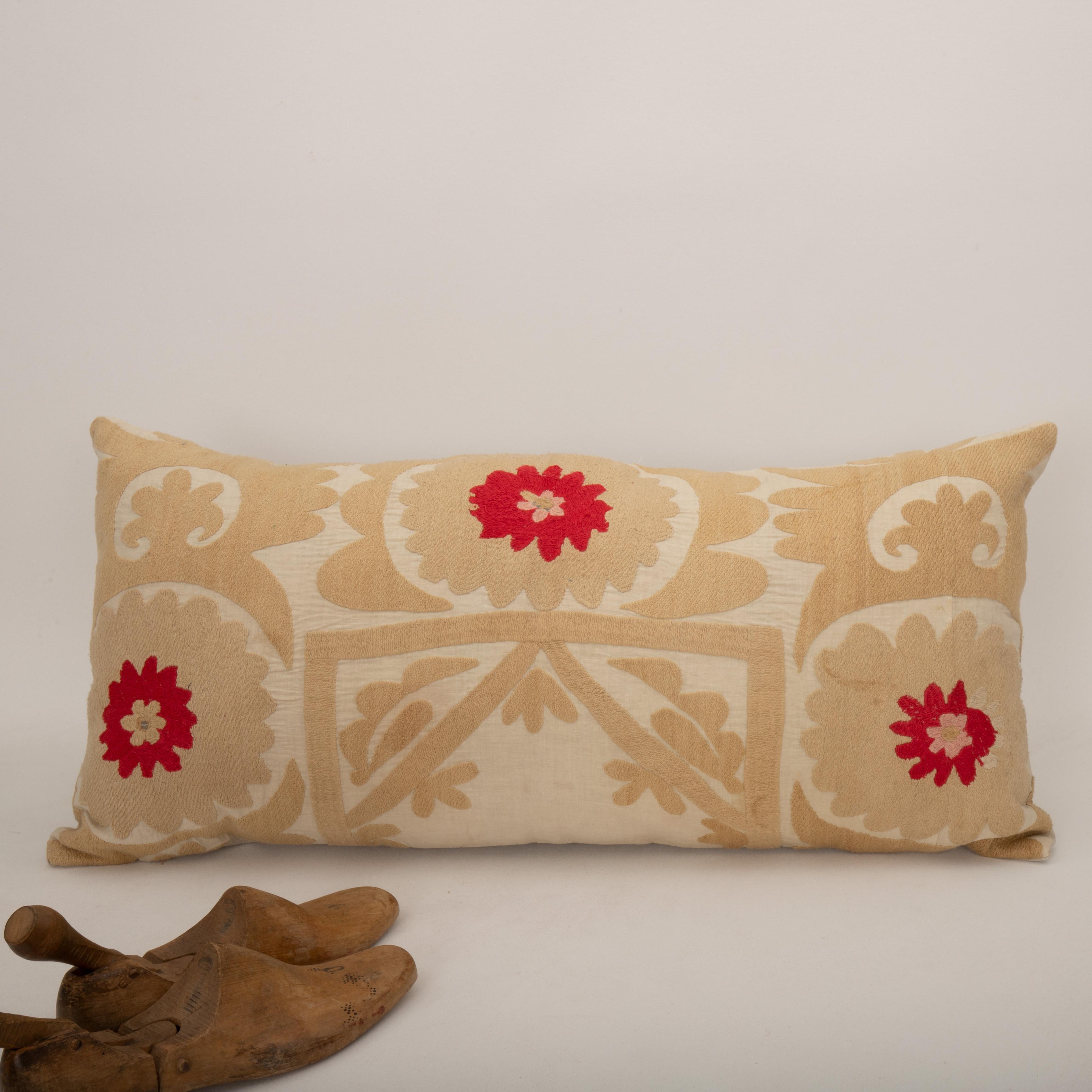 Cotton Pillow Cover Made from a Mid 20th C. Suzani, Uzbekistan For Sale