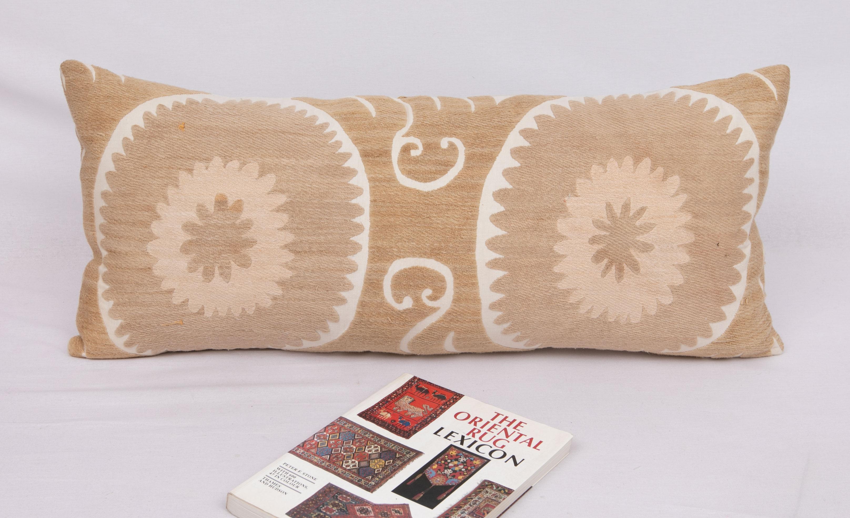 Cotton Pillow Cover Made from a Mid 20th C. Suzani, Uzbekistan For Sale