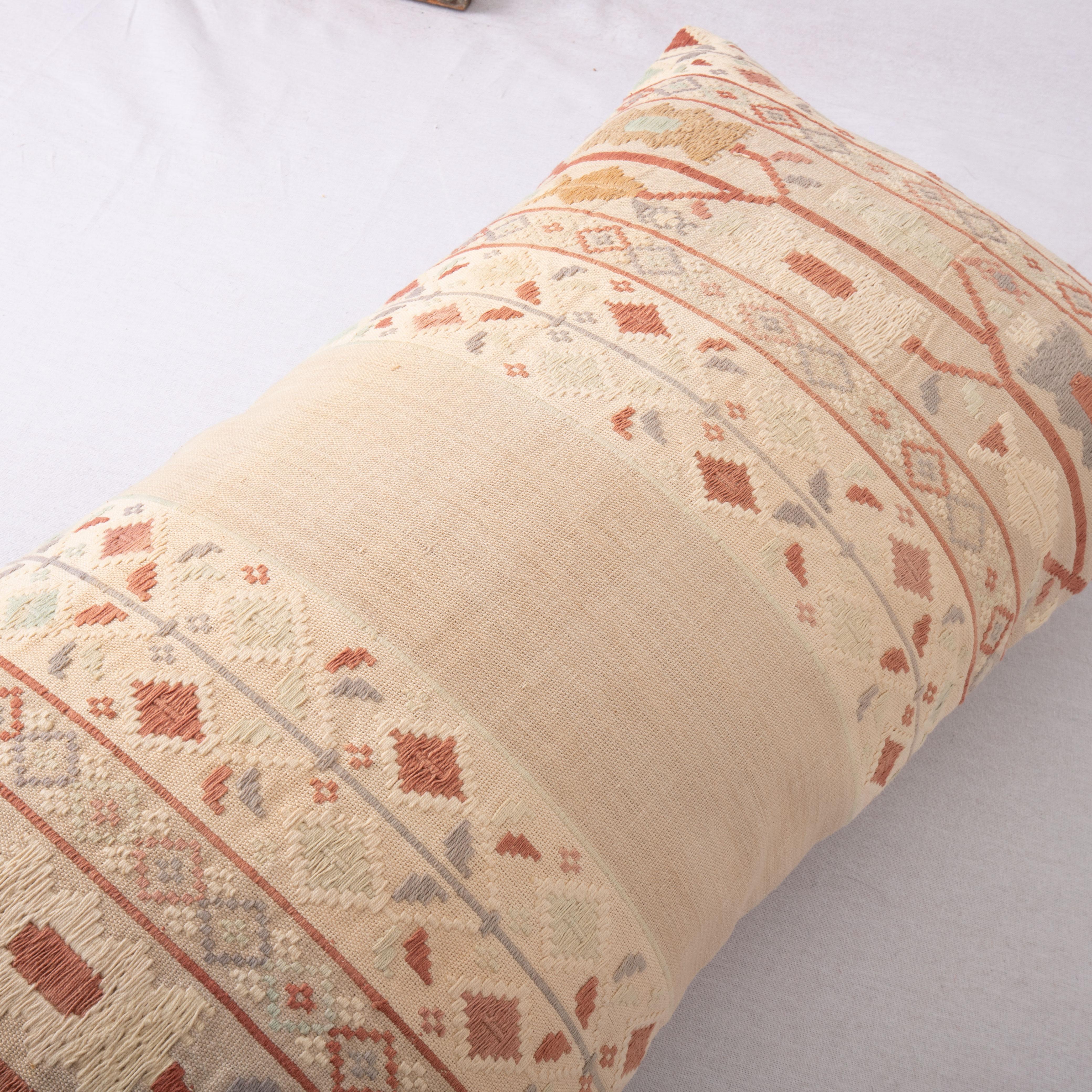 Woven Pillow Cover Made from a Vintage East European Linen and Cotton Textile For Sale