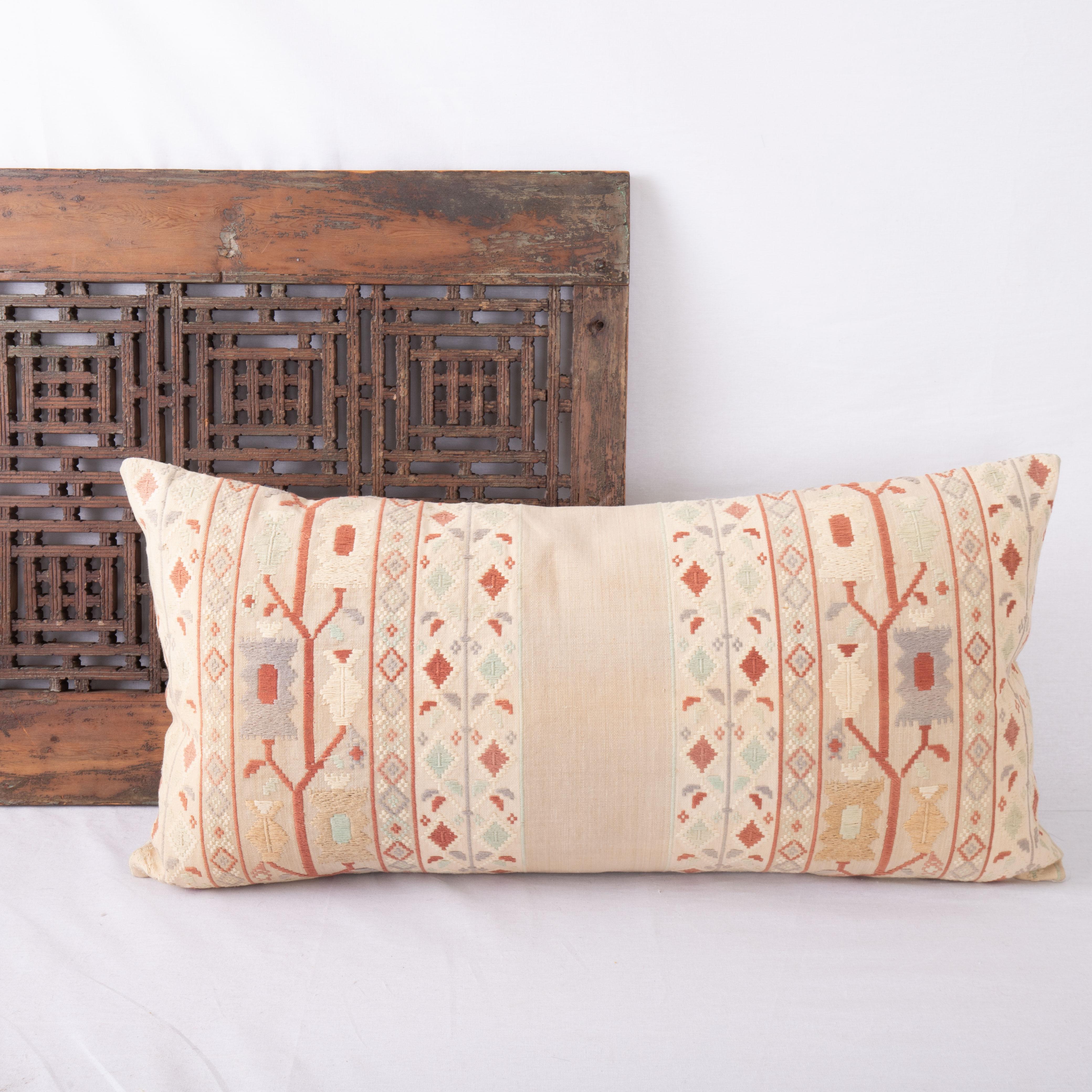 20th Century Pillow Cover Made From a Vintage East European Linen and Cotton Textile For Sale