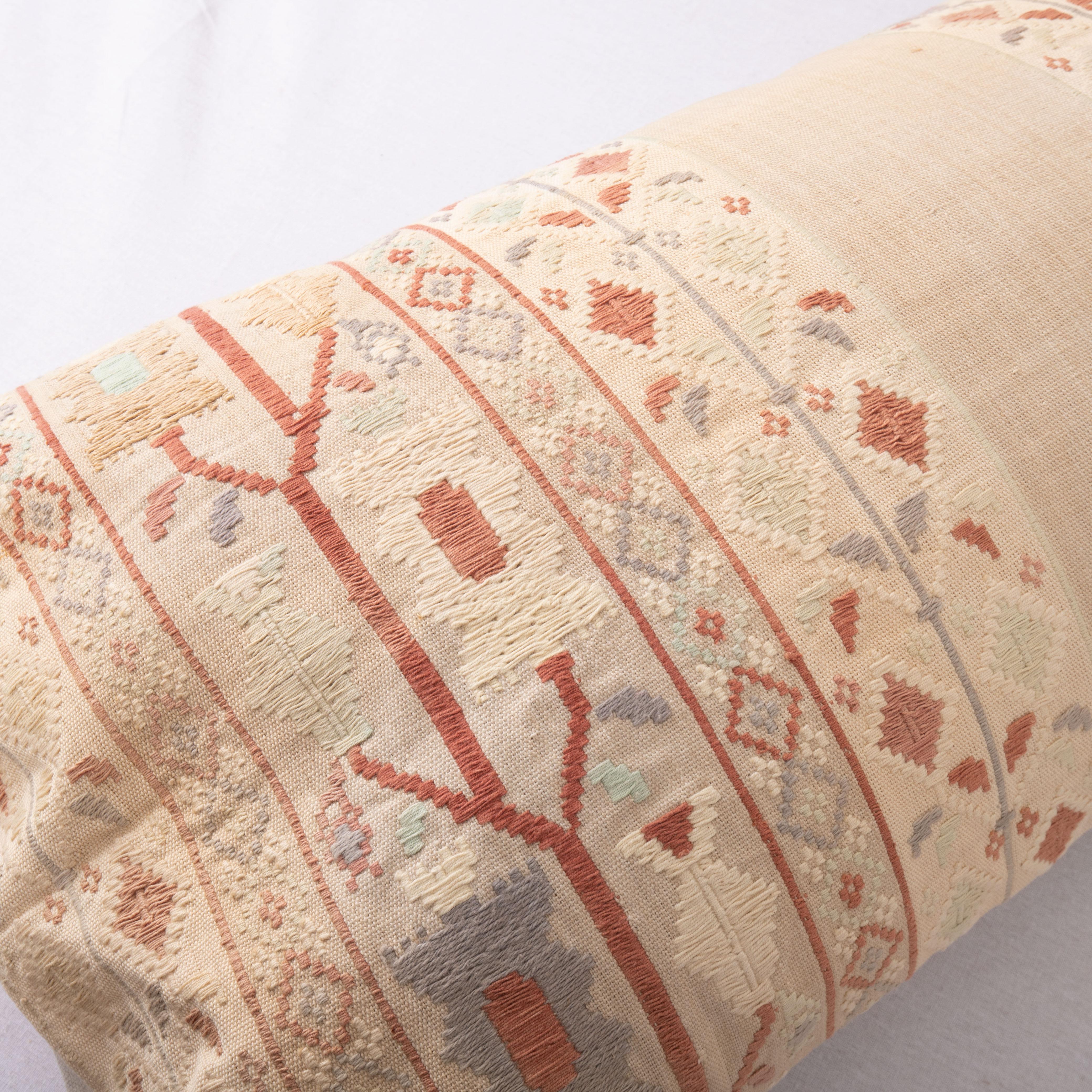 20th Century Pillow Cover Made from a Vintage East European Linen and Cotton Textile For Sale