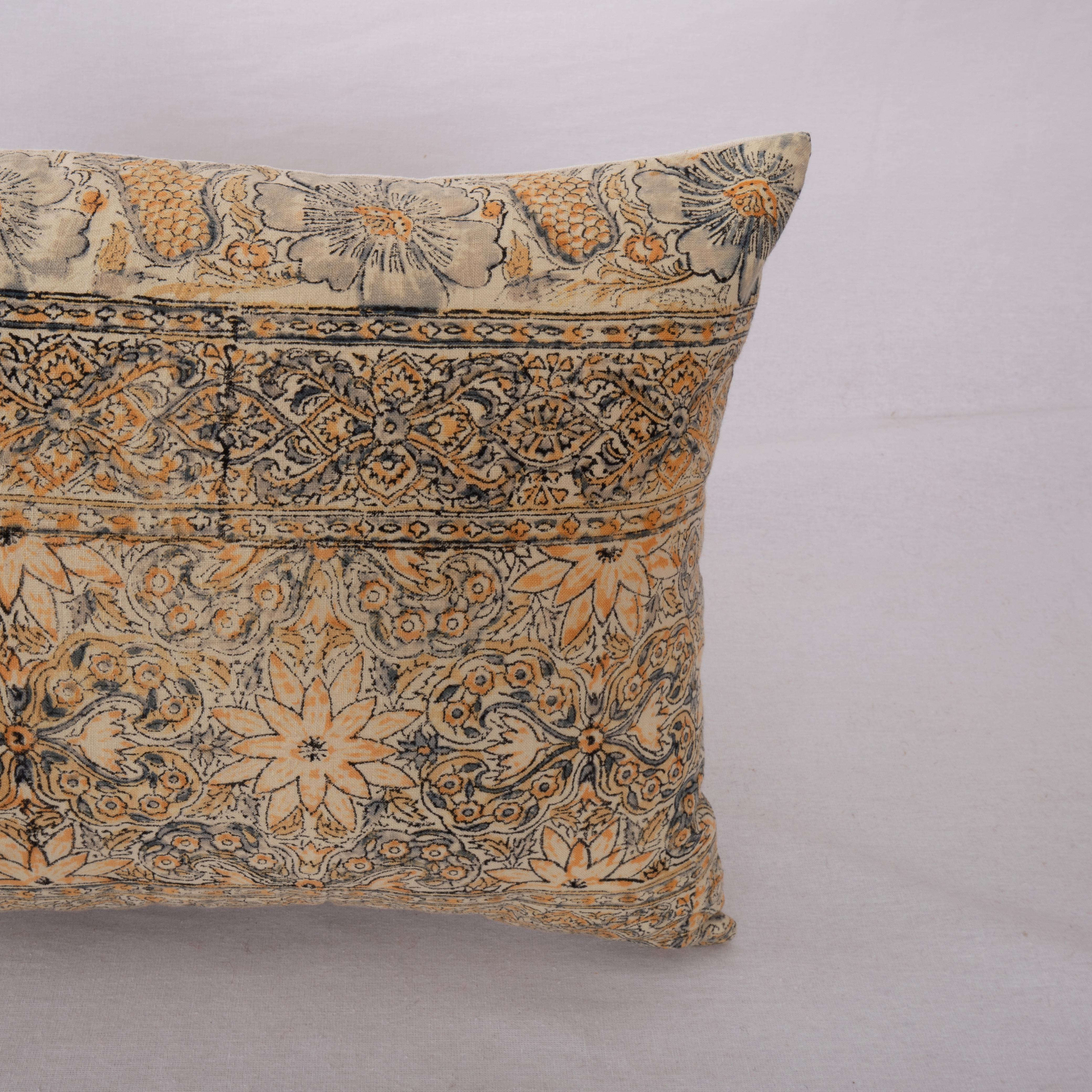 Kalamkari Pillow Cover made from a Vintage Indian Block Printed Textile For Sale