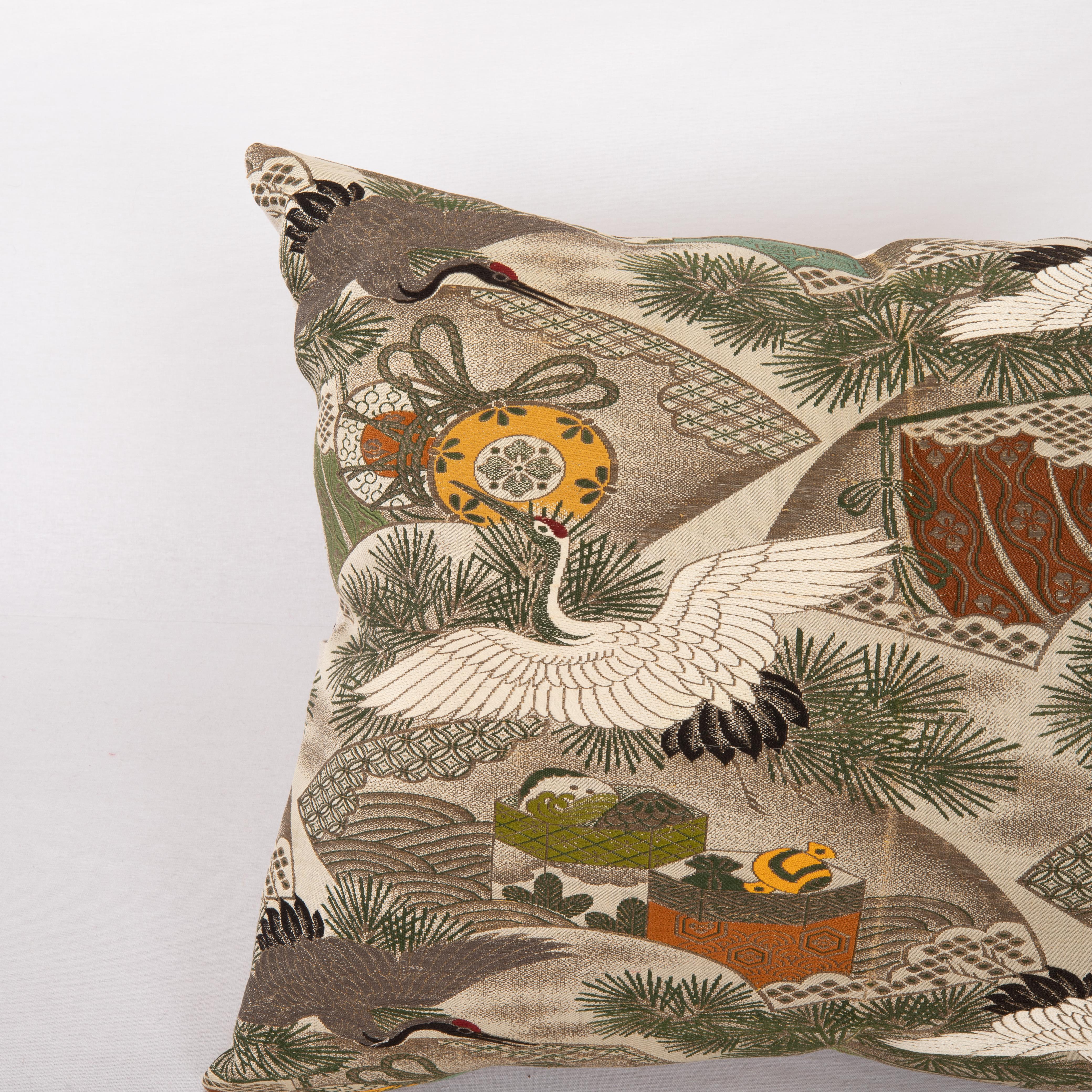 Kilim Pillow Cover Made from a Vintage Obi, Japan For Sale