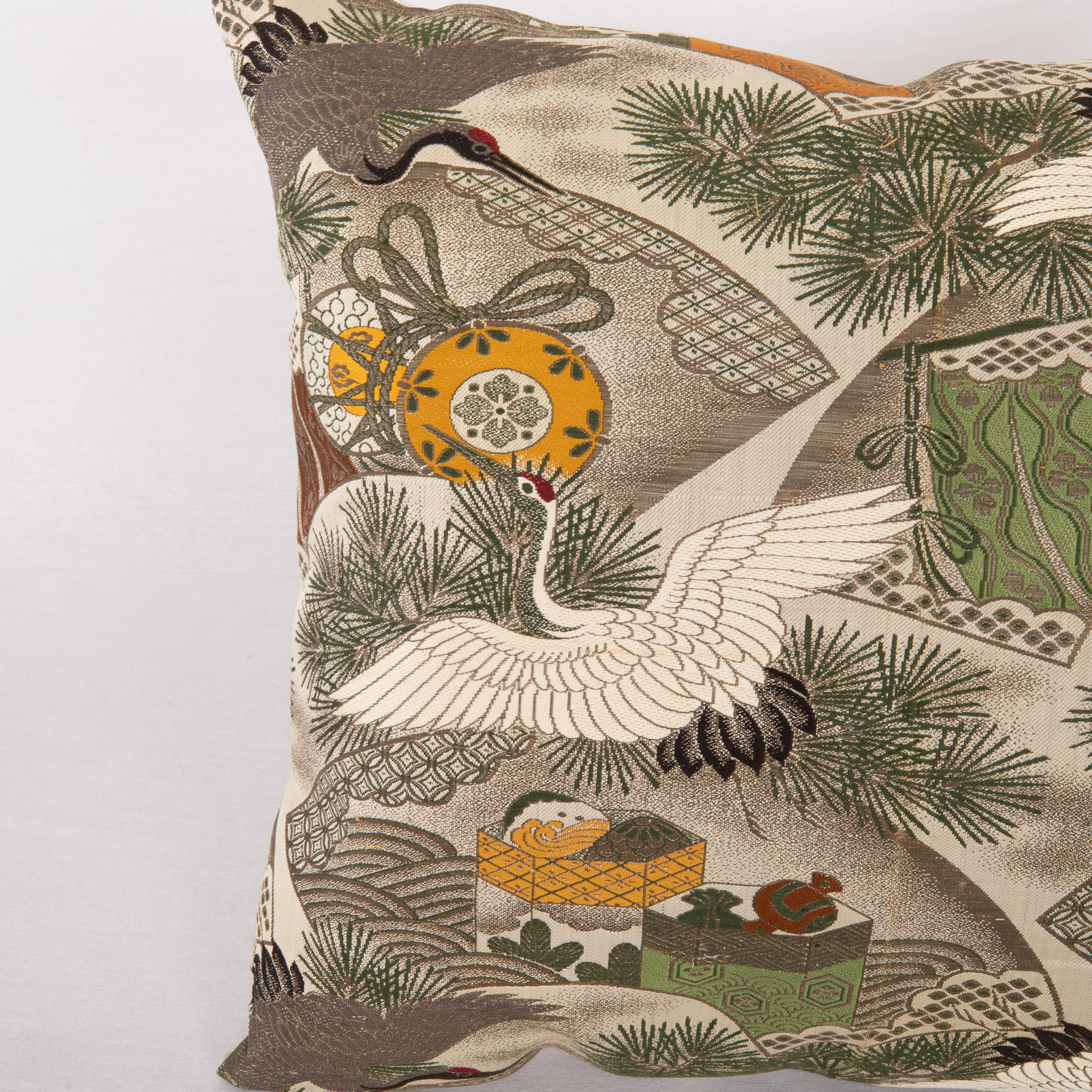 Japanese Pillow Cover Made from a Vintage Obi, Japan For Sale