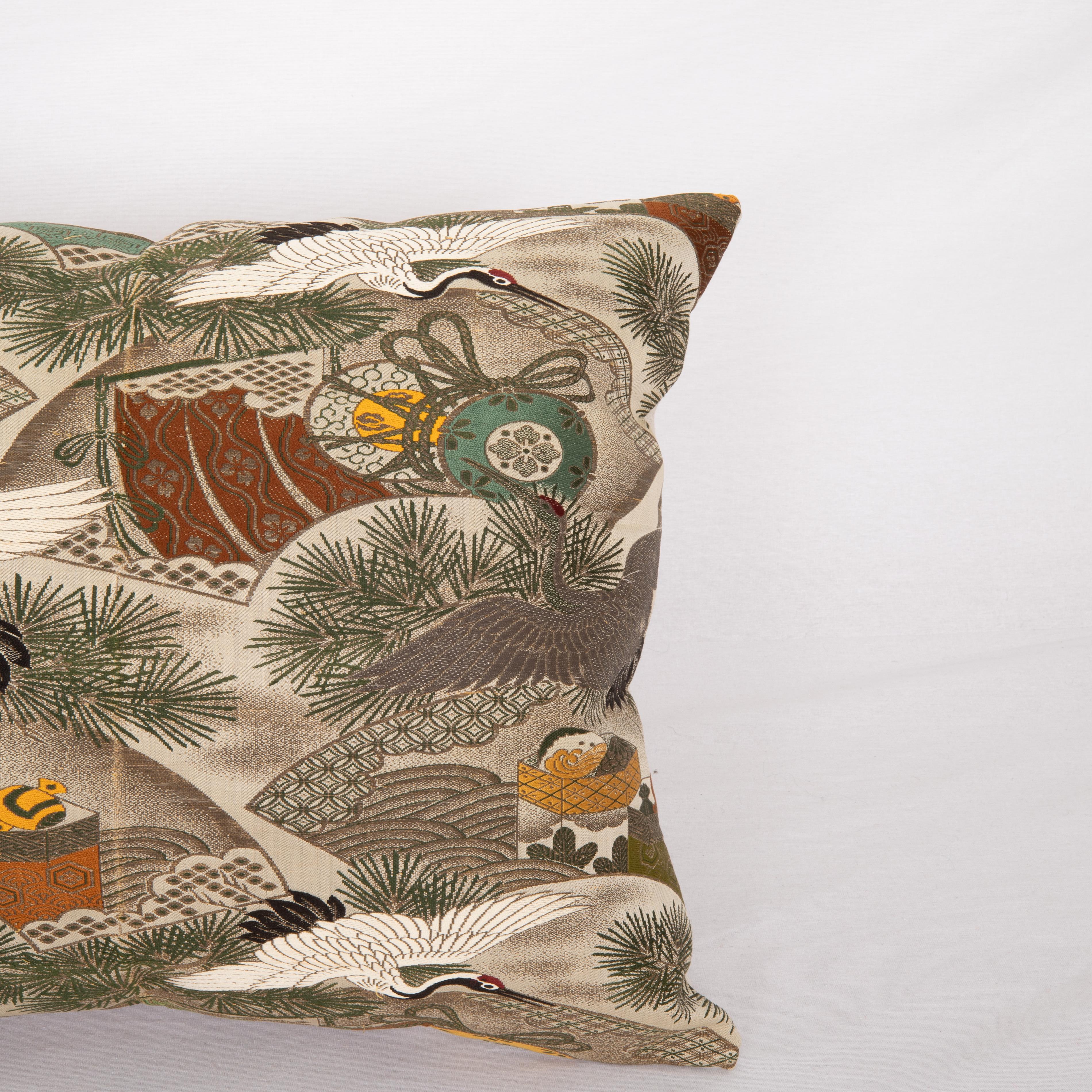 Japanese Pillow Cover Made from a Vintage Obi, Japan For Sale