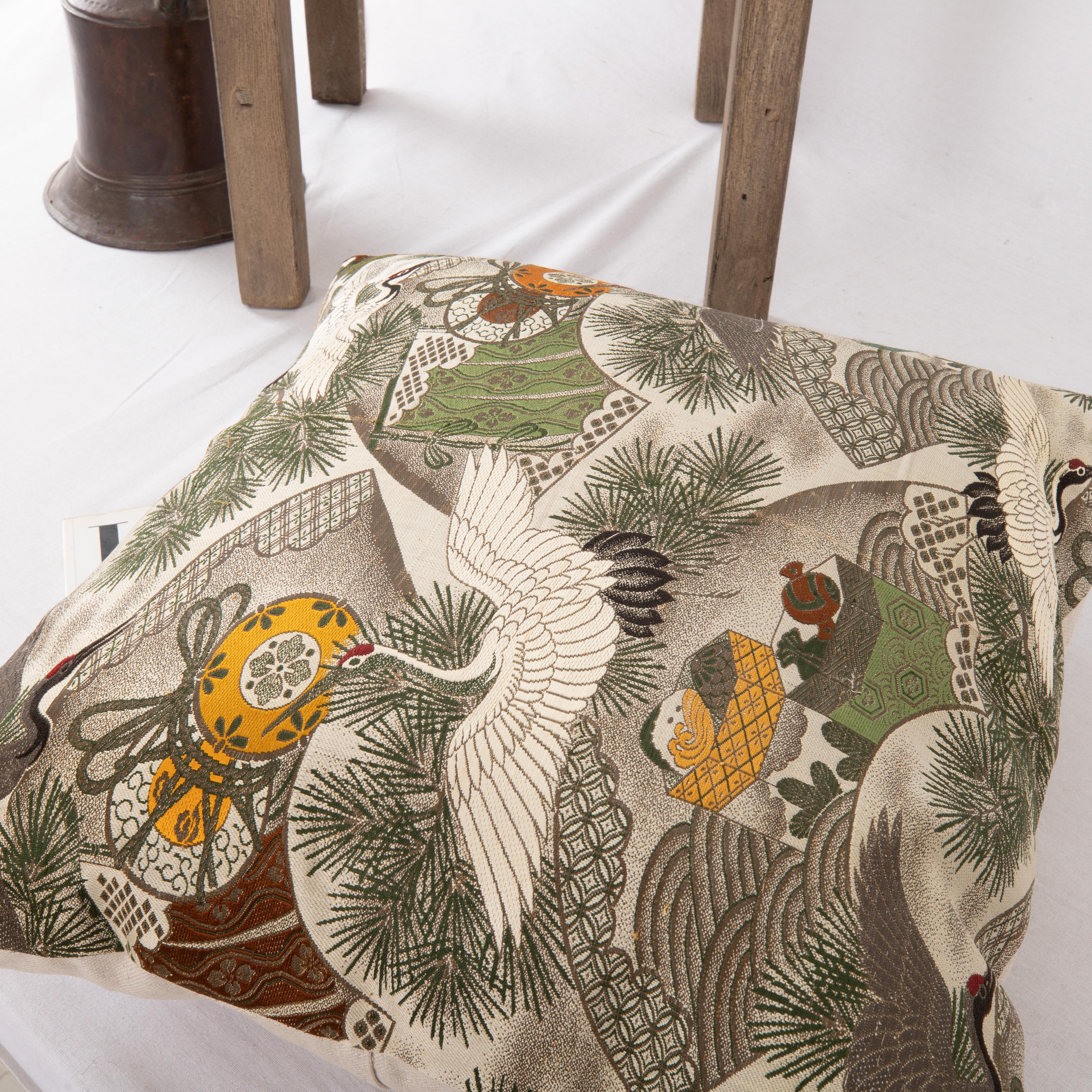 19th Century Pillow Cover Made from a Vintage Obi, Japan For Sale