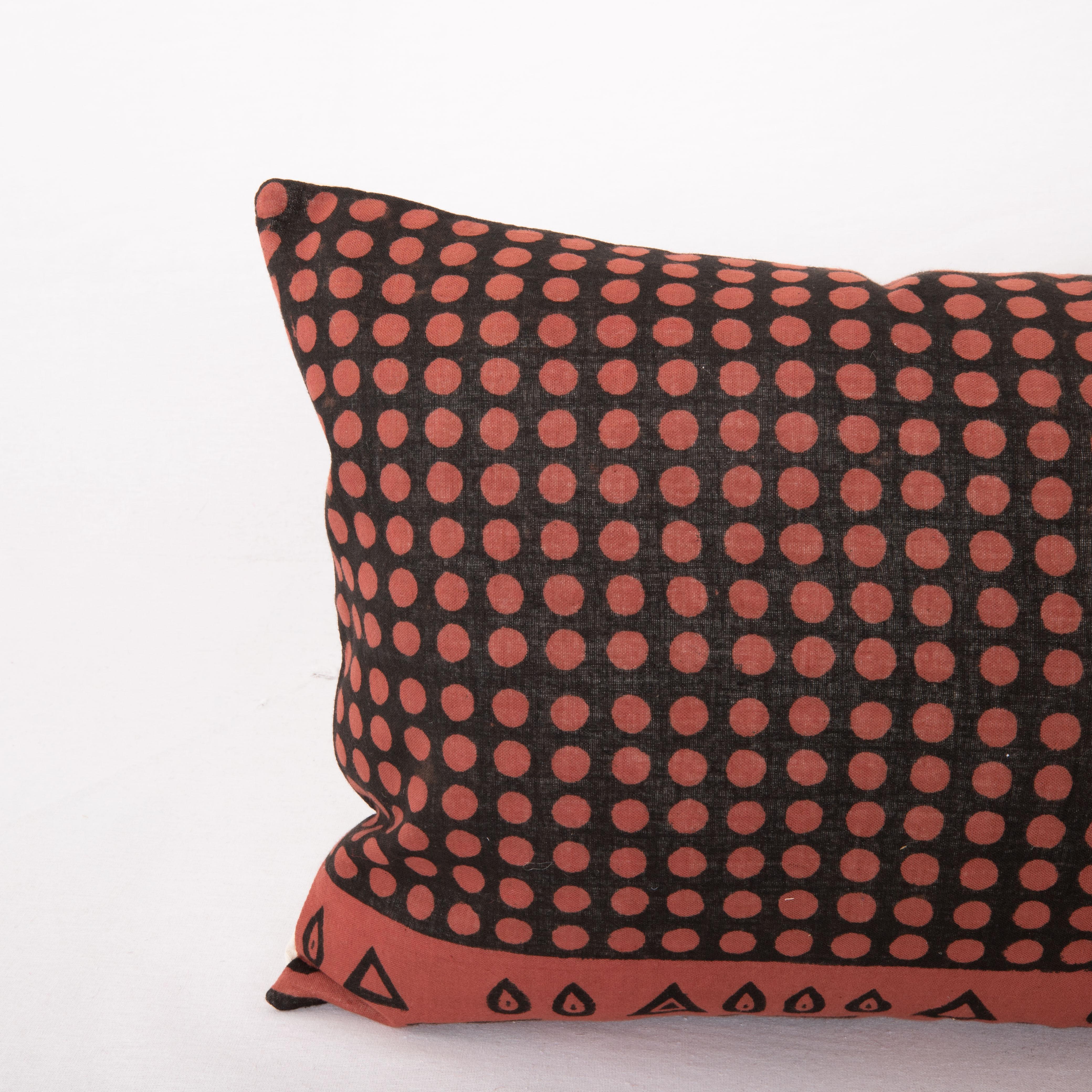 Folk Art Pillow Cover Made from a Vintage Turkish Block Printed Panel For Sale