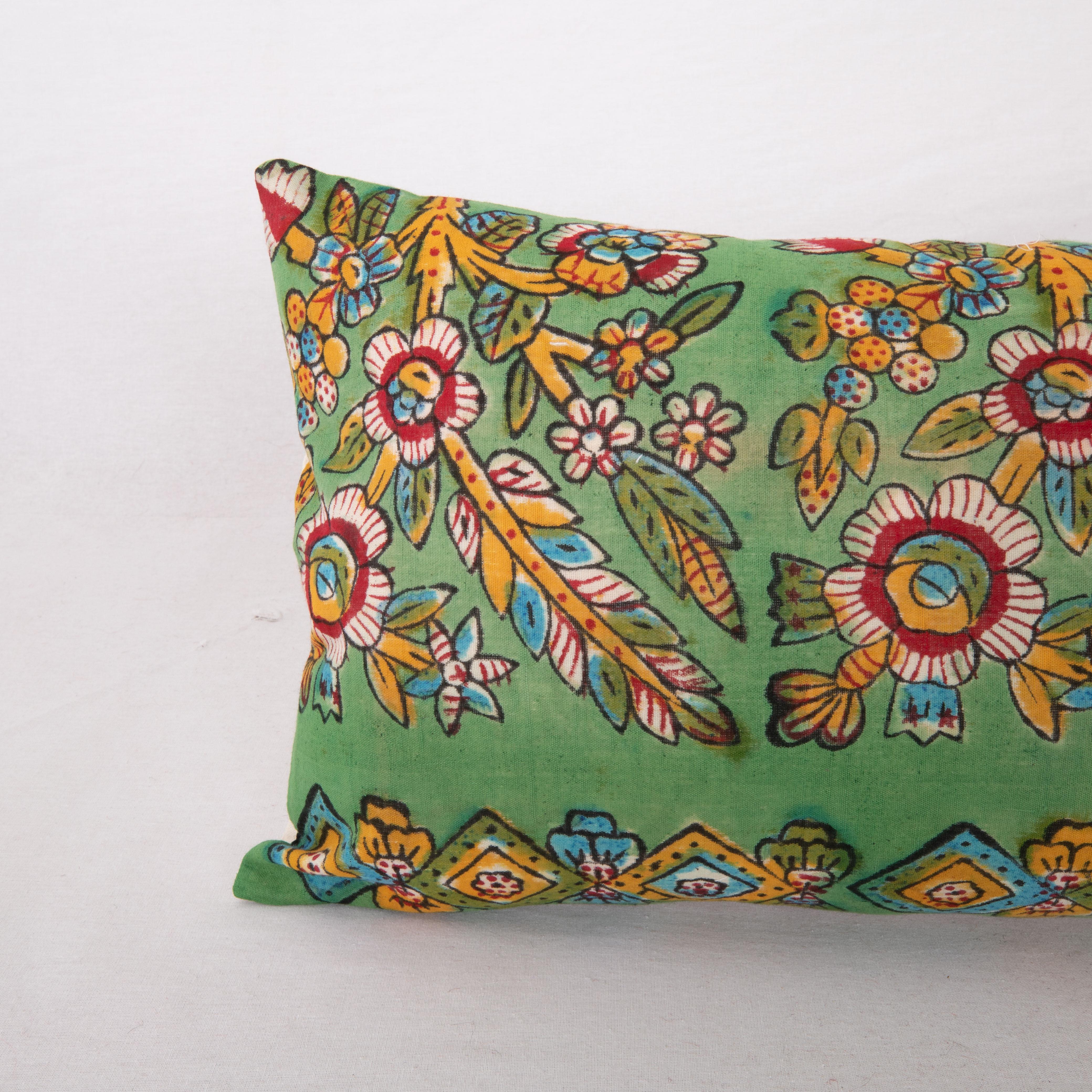 Folk Art Pillow Cover Made from a Vintage Turkish Block Printed Panel For Sale