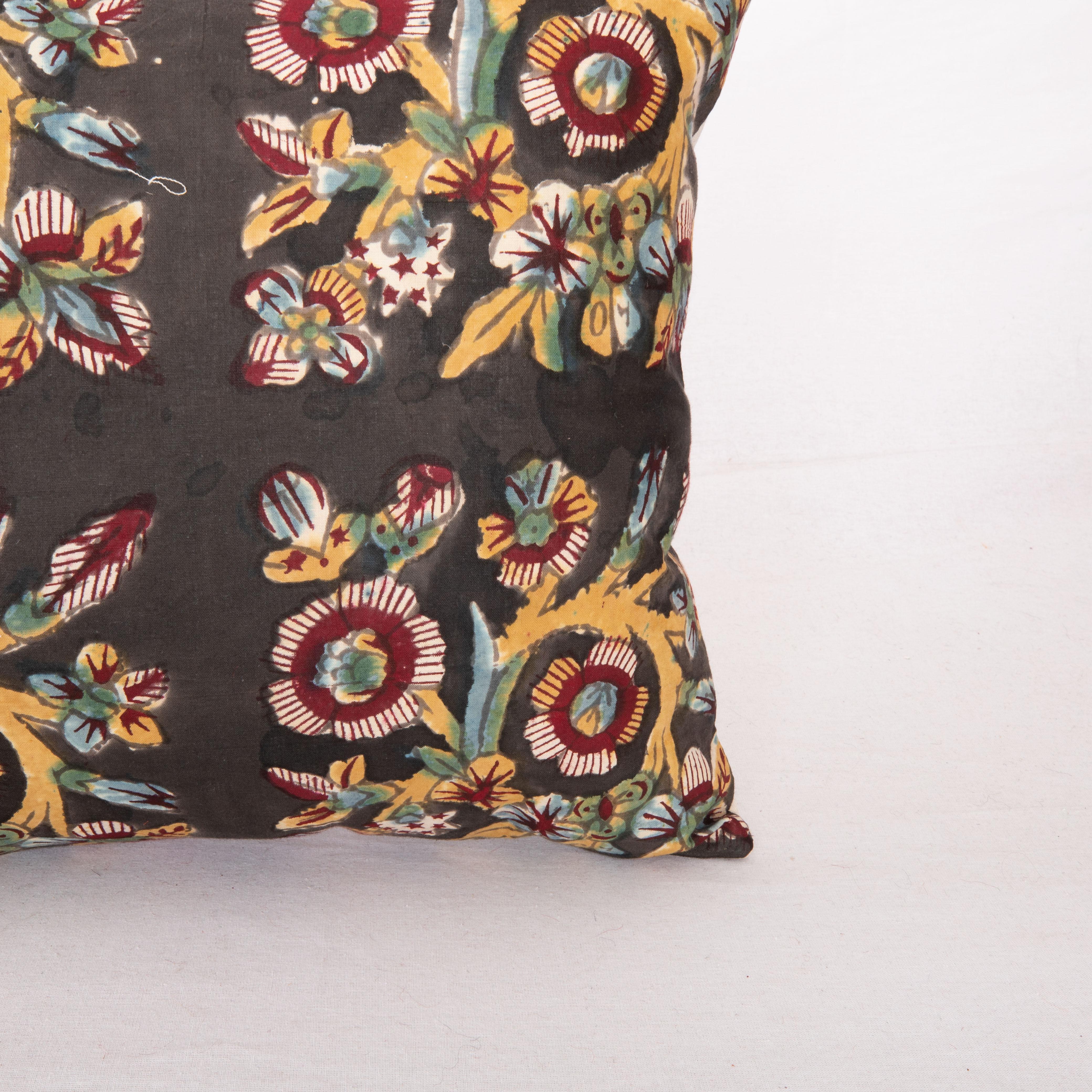 Kalamkari Pillow Cover Made from a Vintage Turkish Block Printed Panel For Sale
