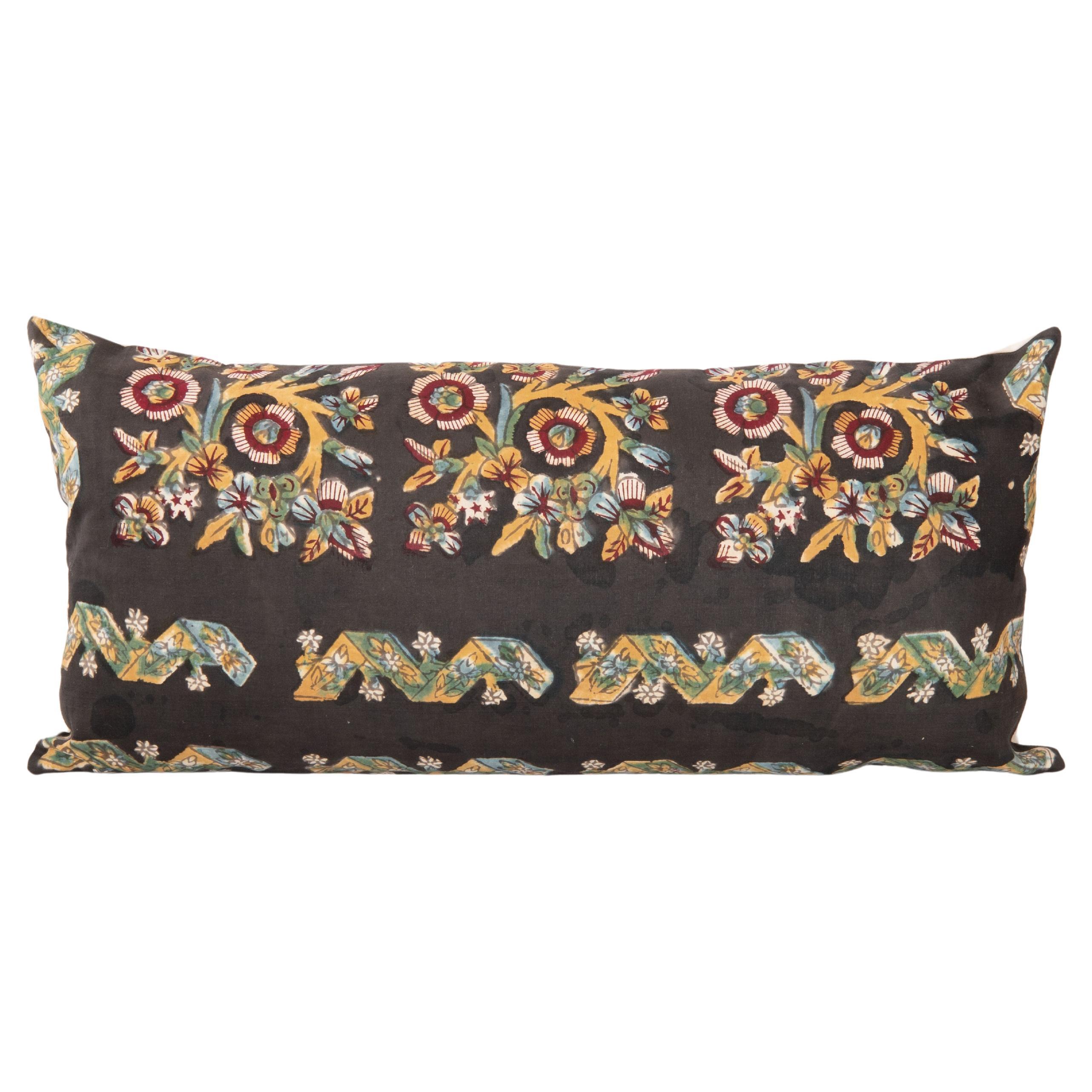 Pillow Cover Made from a Vintage Turkish Block Printed Panel For Sale