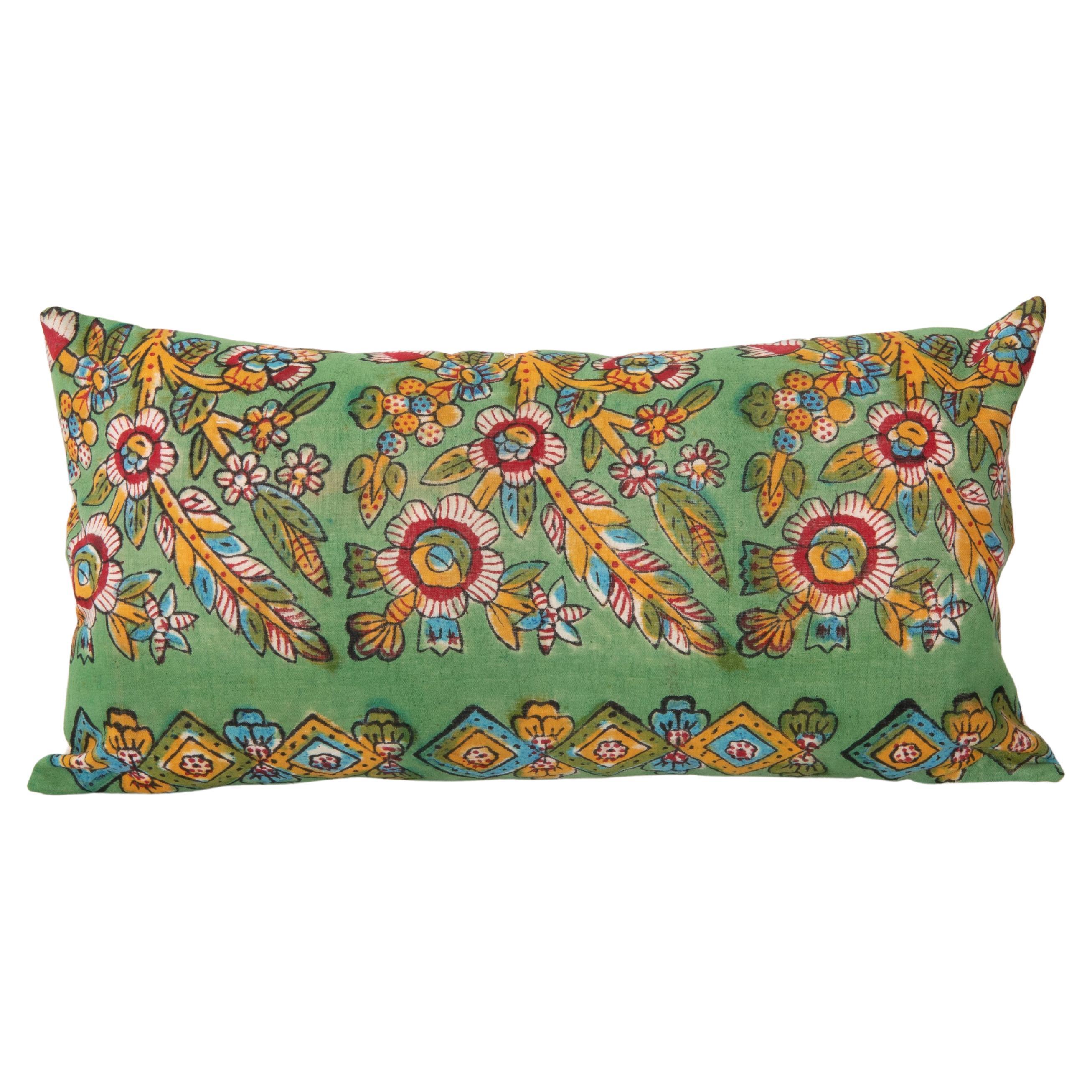 Pillow Cover Made from a Vintage Turkish Block Printed Panel For Sale