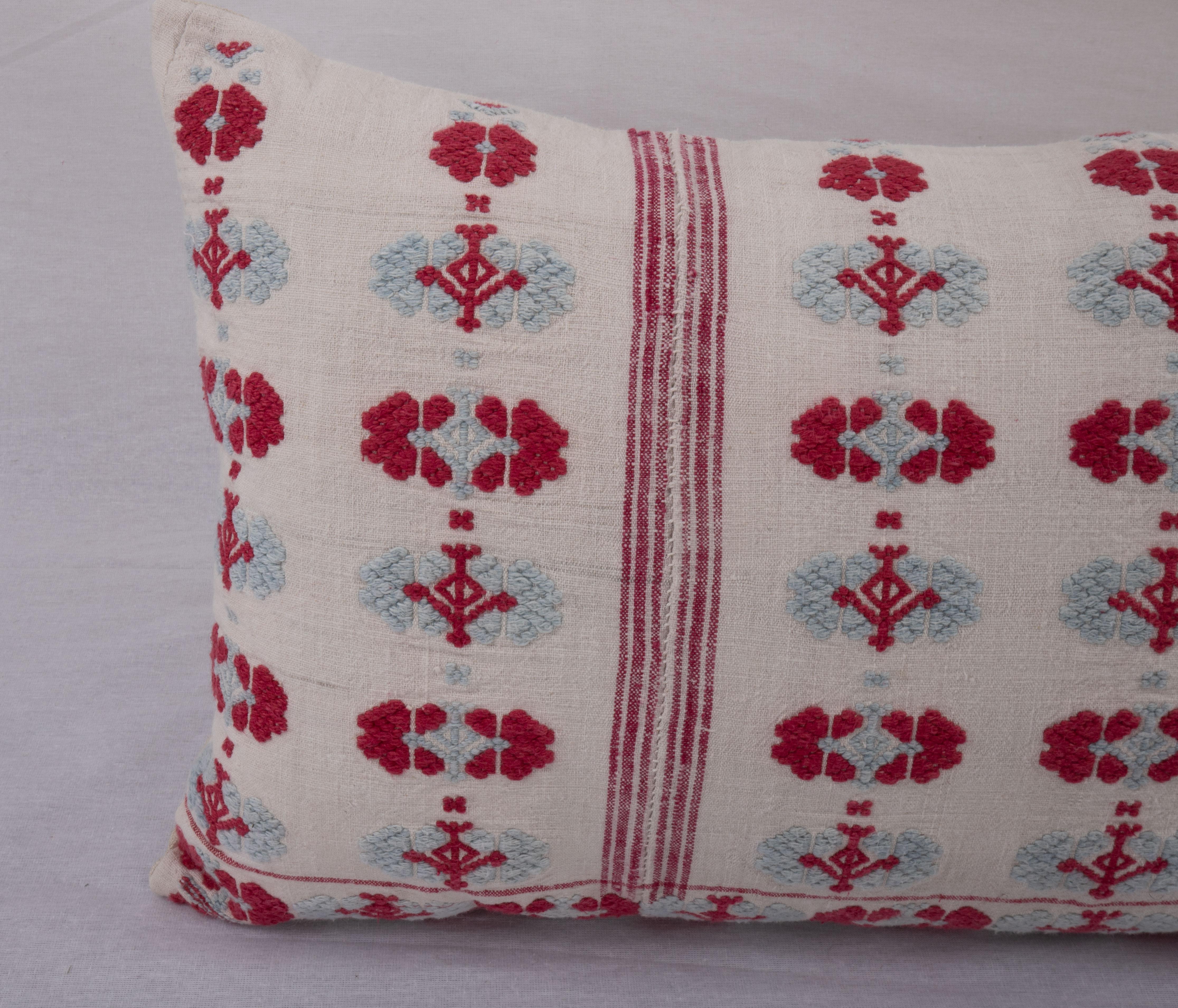 Rustic Pillow Cover Made from an Anatolian Embroidered Skirt, 2nd Quarter 20th C. For Sale