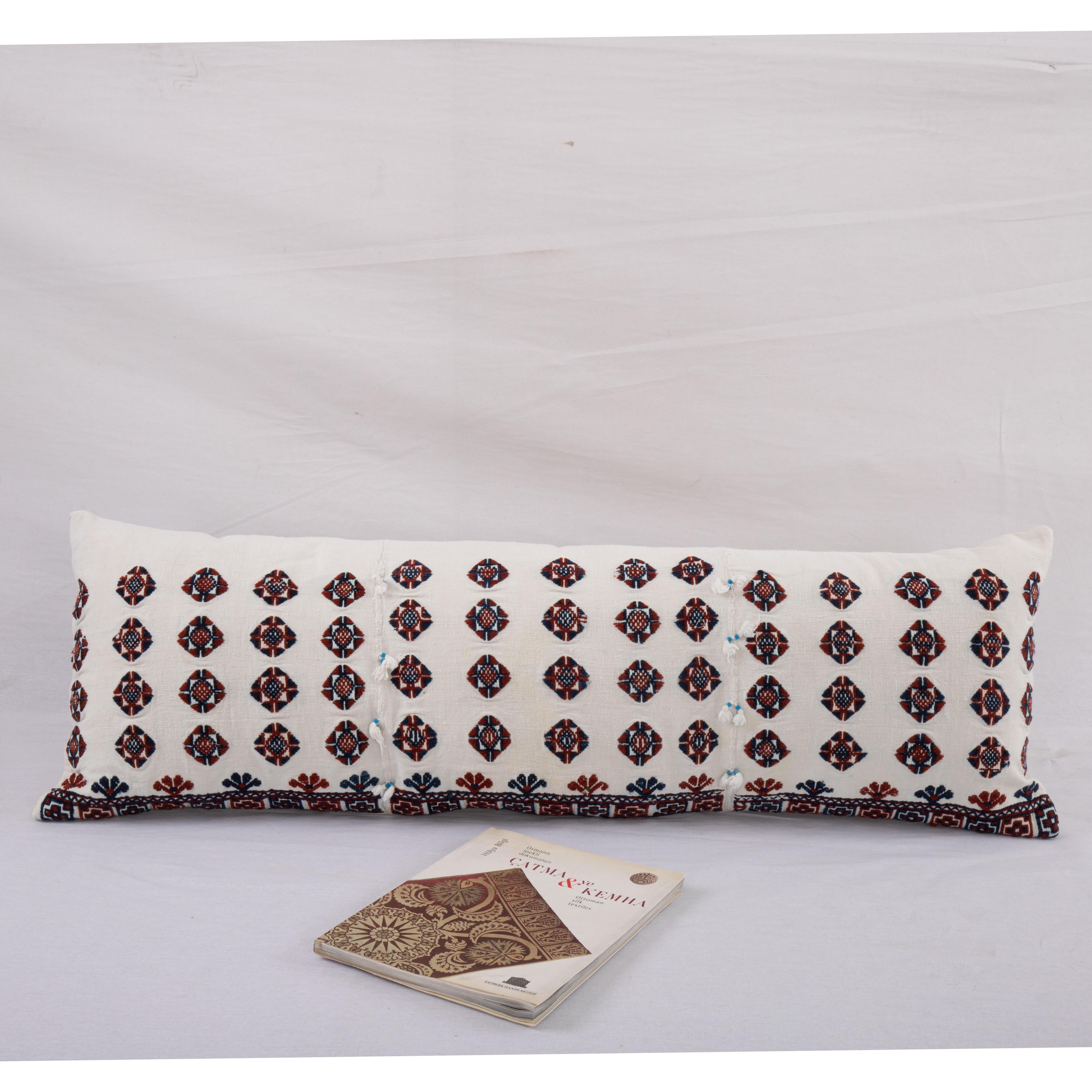 Cotton Pillow Cover Made from an Anatolian Embroidered Skirt, 2nd Quarter 20th C. For Sale