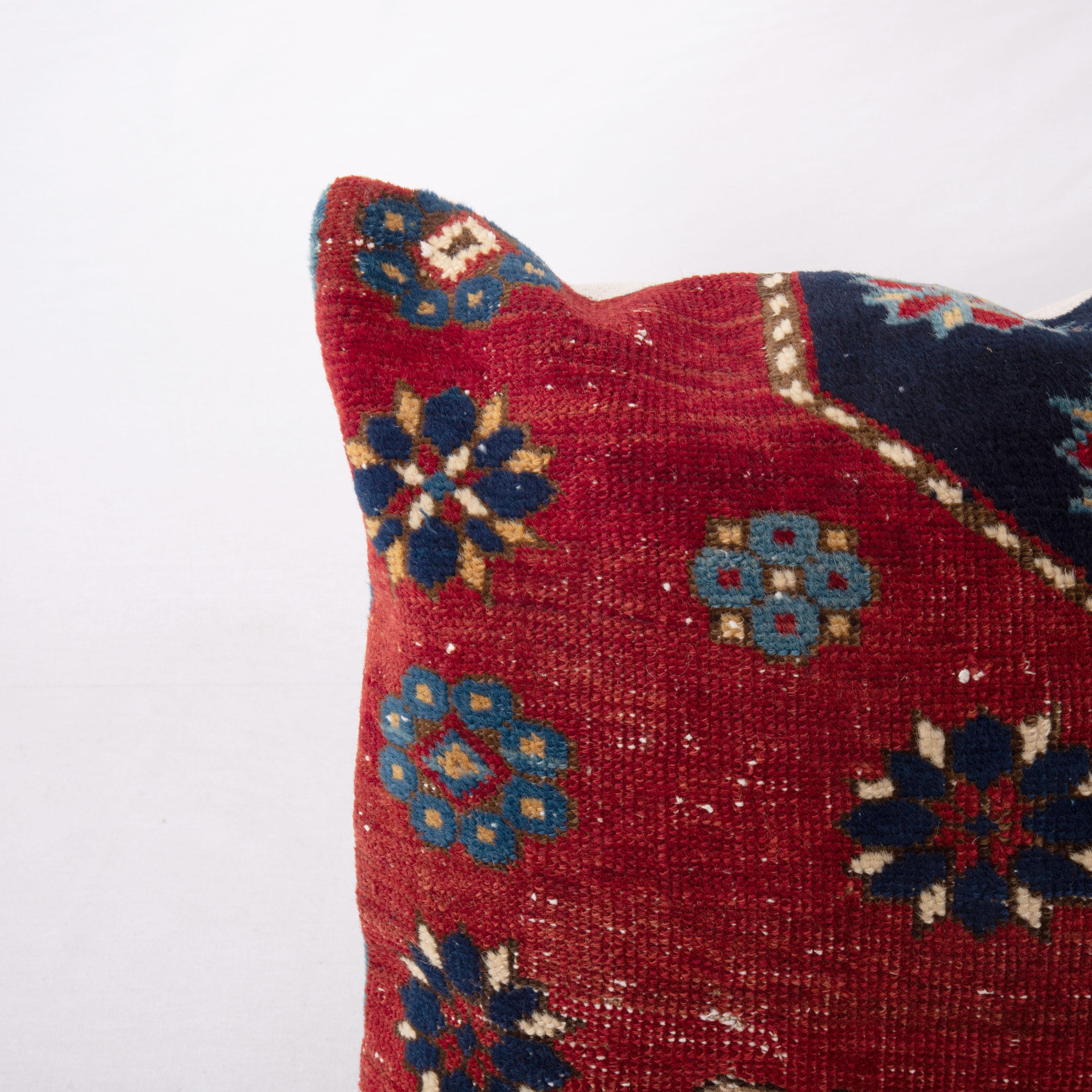 Tribal Pillow Cover Made from an Antique Caucasian Baku Shirvan Rug Fragment For Sale