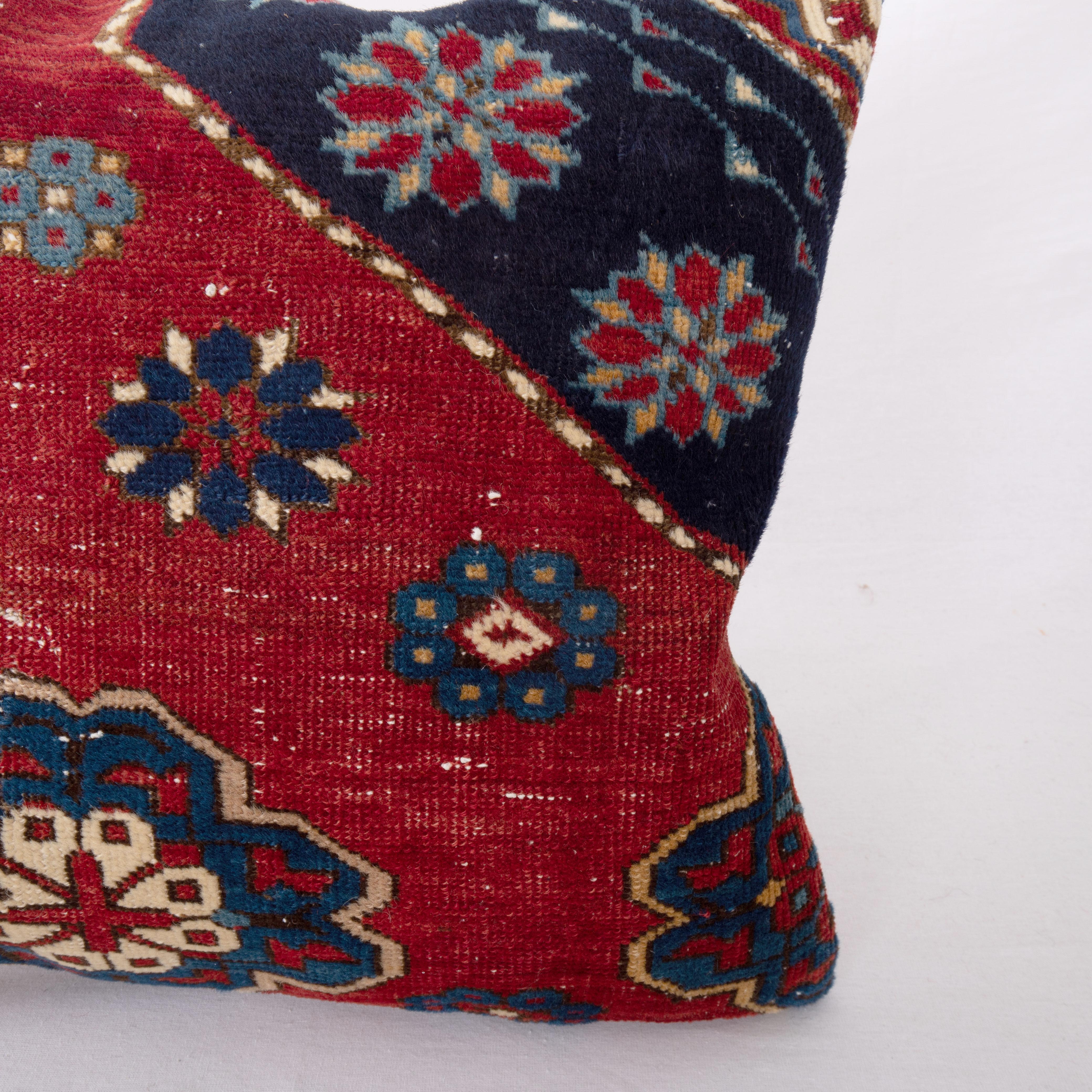 Hand-Woven Pillow Cover Made from an Antique Caucasian Baku Shirvan Rug Fragment For Sale