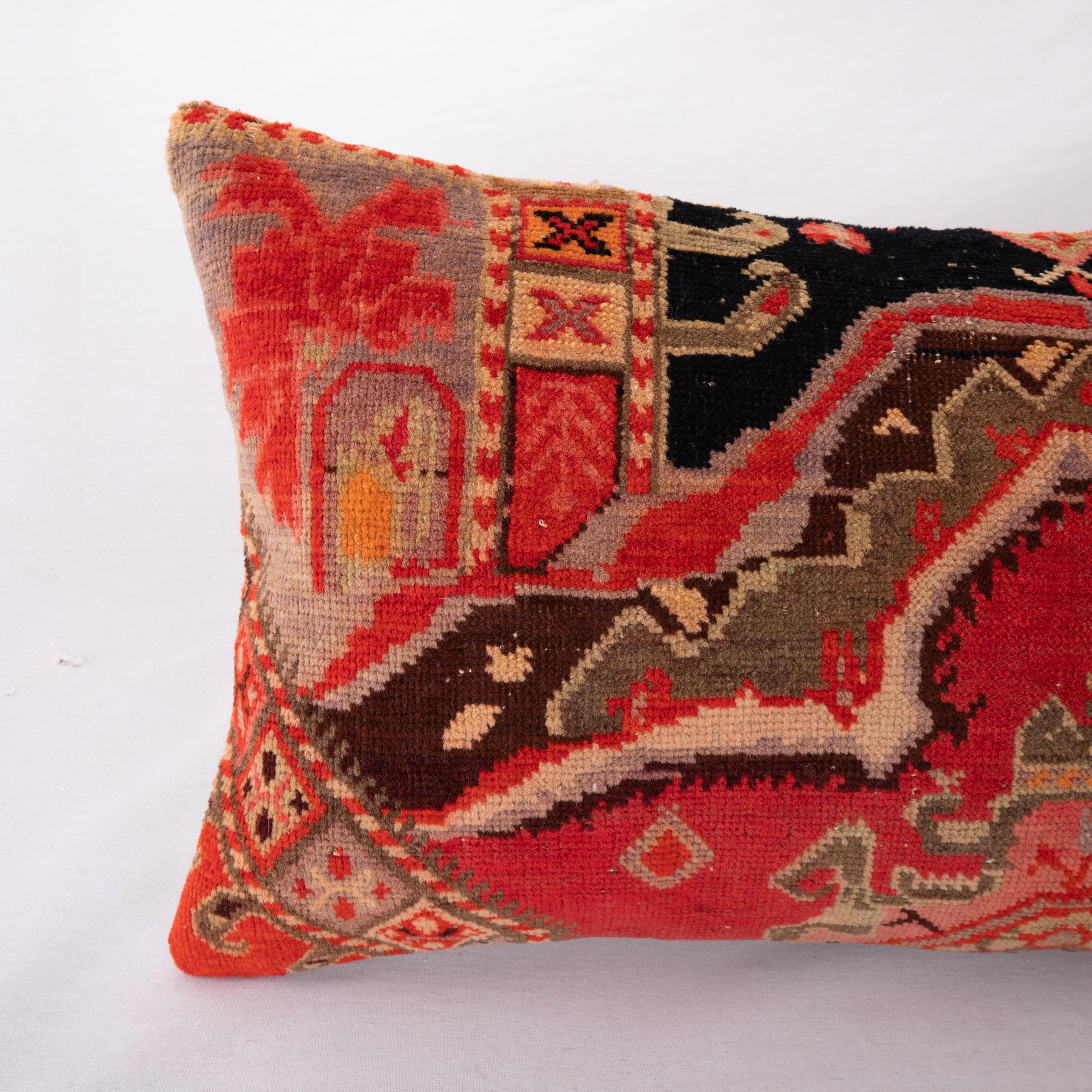 Hand-Woven Pillow Cover Made from an Antique Caucasian Karabagkh Rug Fragment For Sale