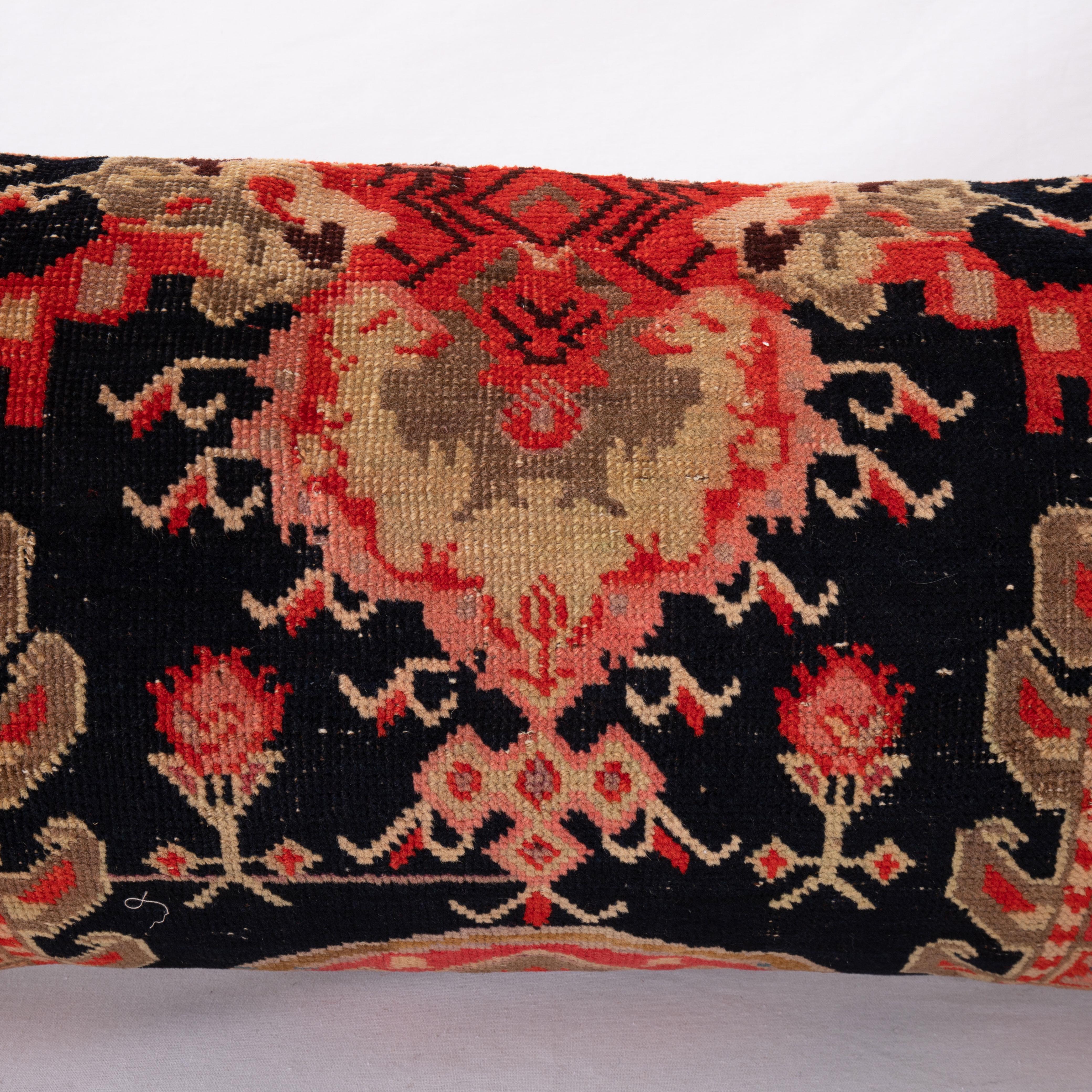 Hand-Woven Pillow Cover Made from an Antique Caucasian Karabagkh Rug Fragment
