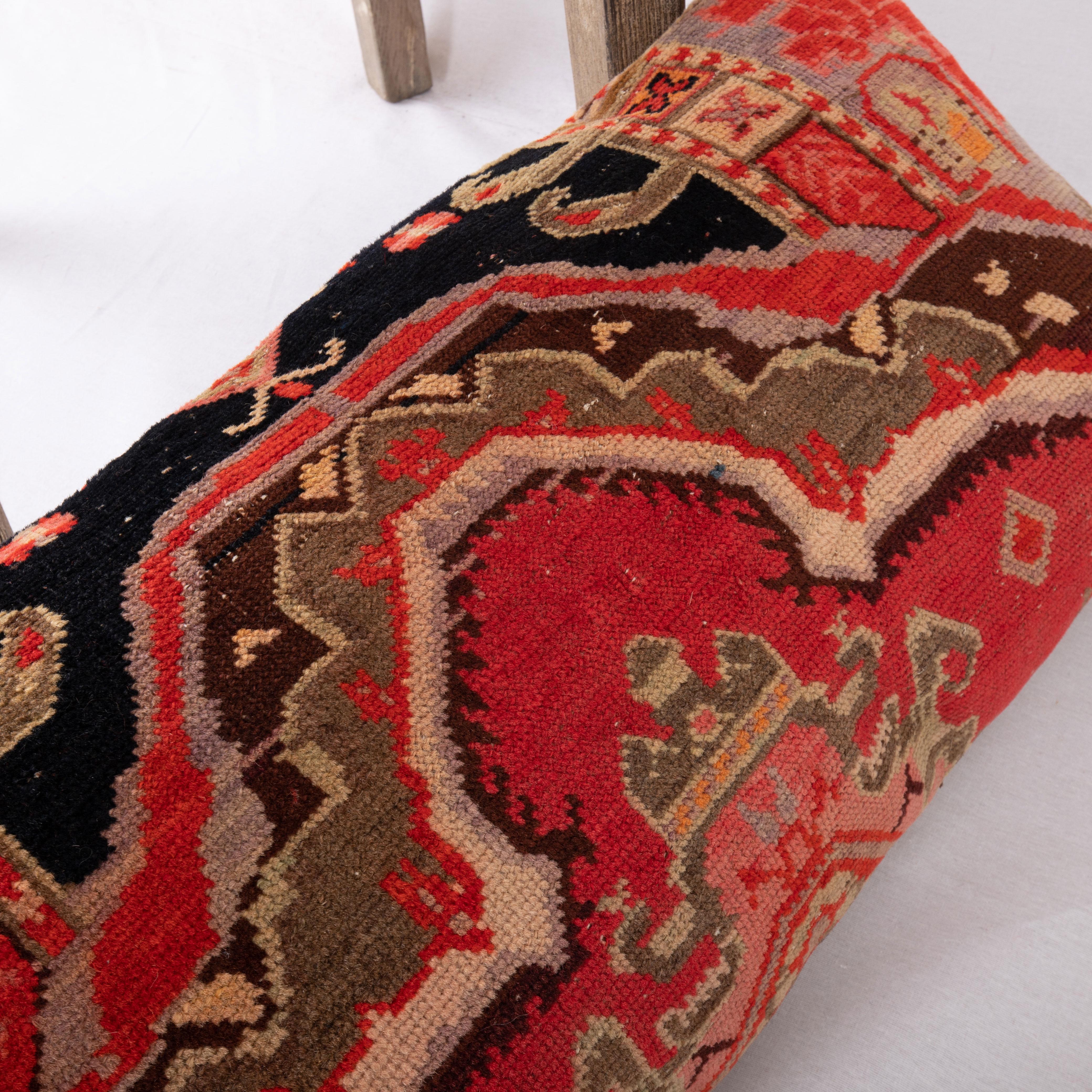 Wool Pillow Cover Made from an Antique Caucasian Karabagkh Rug Fragment For Sale