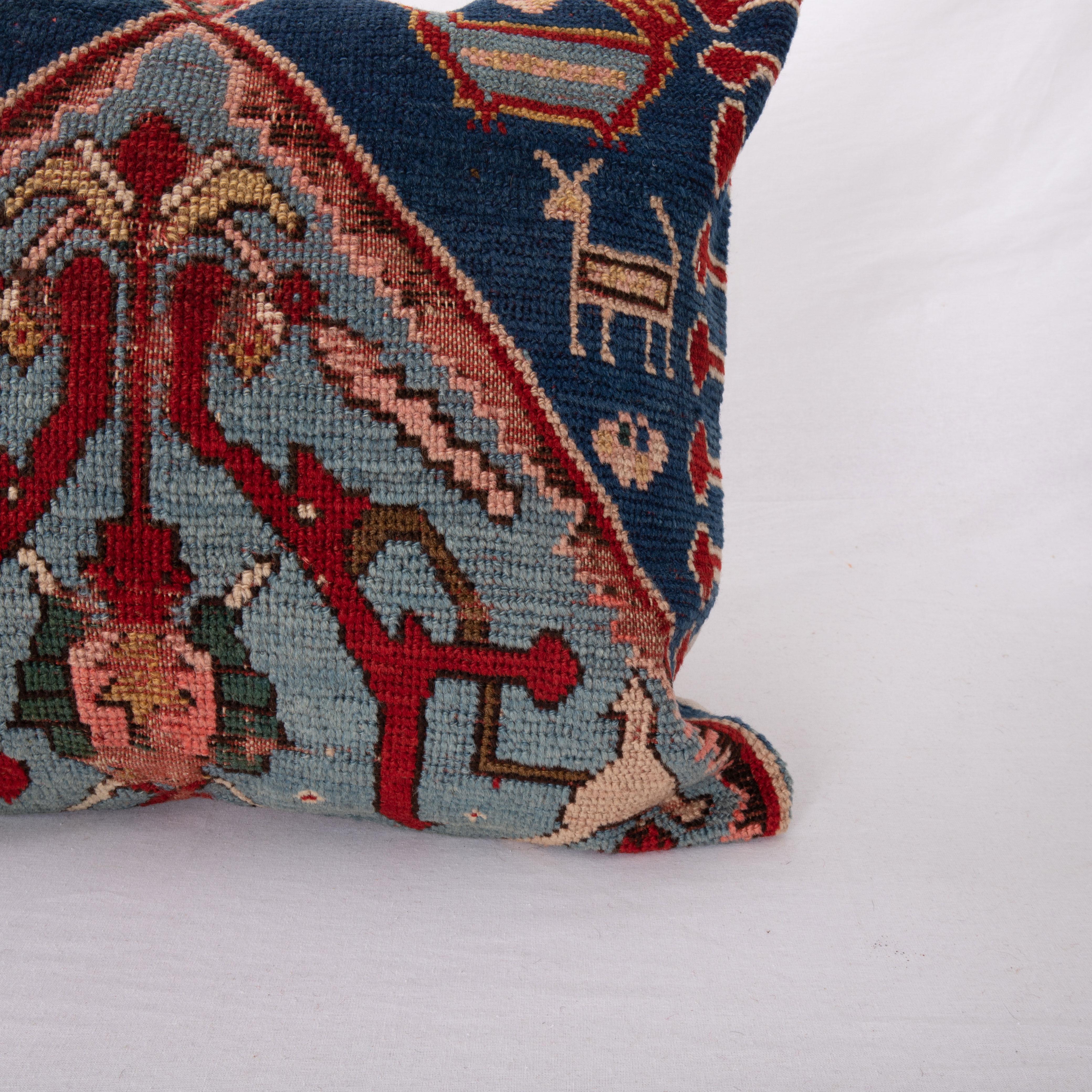Hand-Woven Pillow Cover Made from an Antique Caucasian Karabakh Rug Fragment For Sale