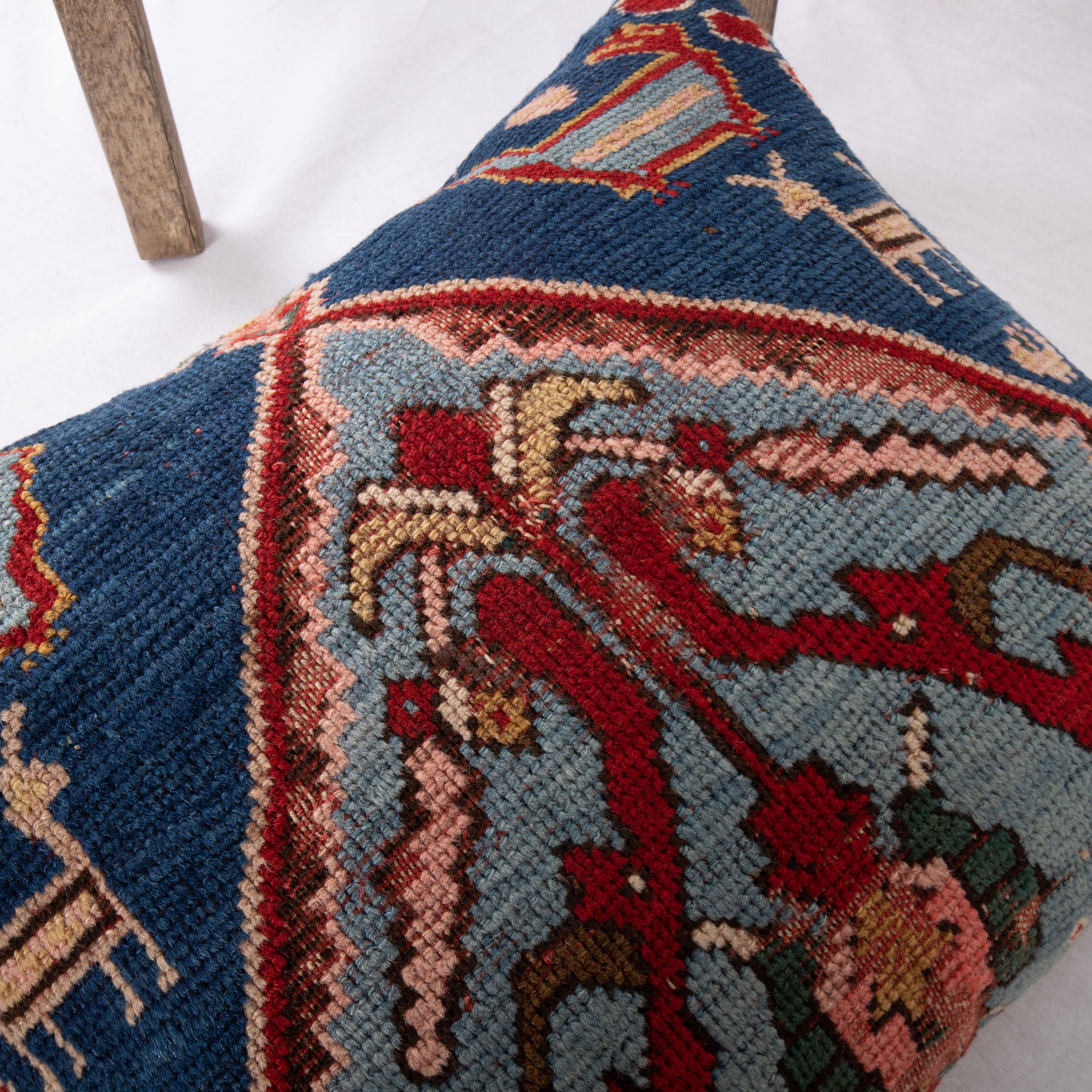 19th Century Pillow Cover Made from an Antique Caucasian Karabakh Rug Fragment For Sale