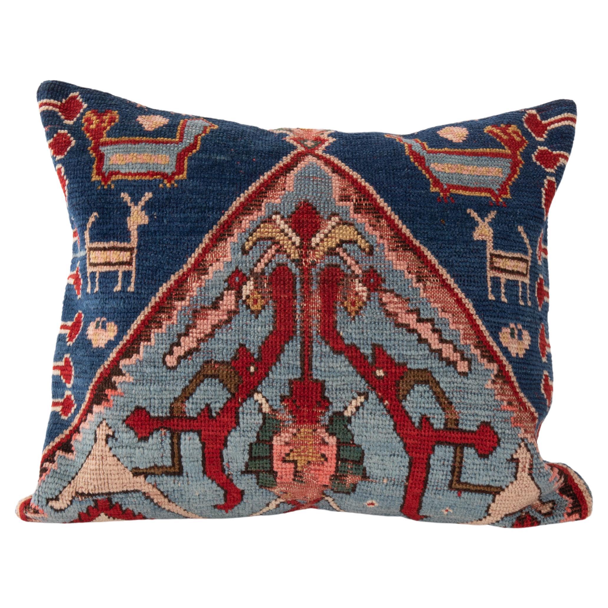 Pillow Cover Made from an Antique Caucasian Karabakh Rug Fragment For Sale