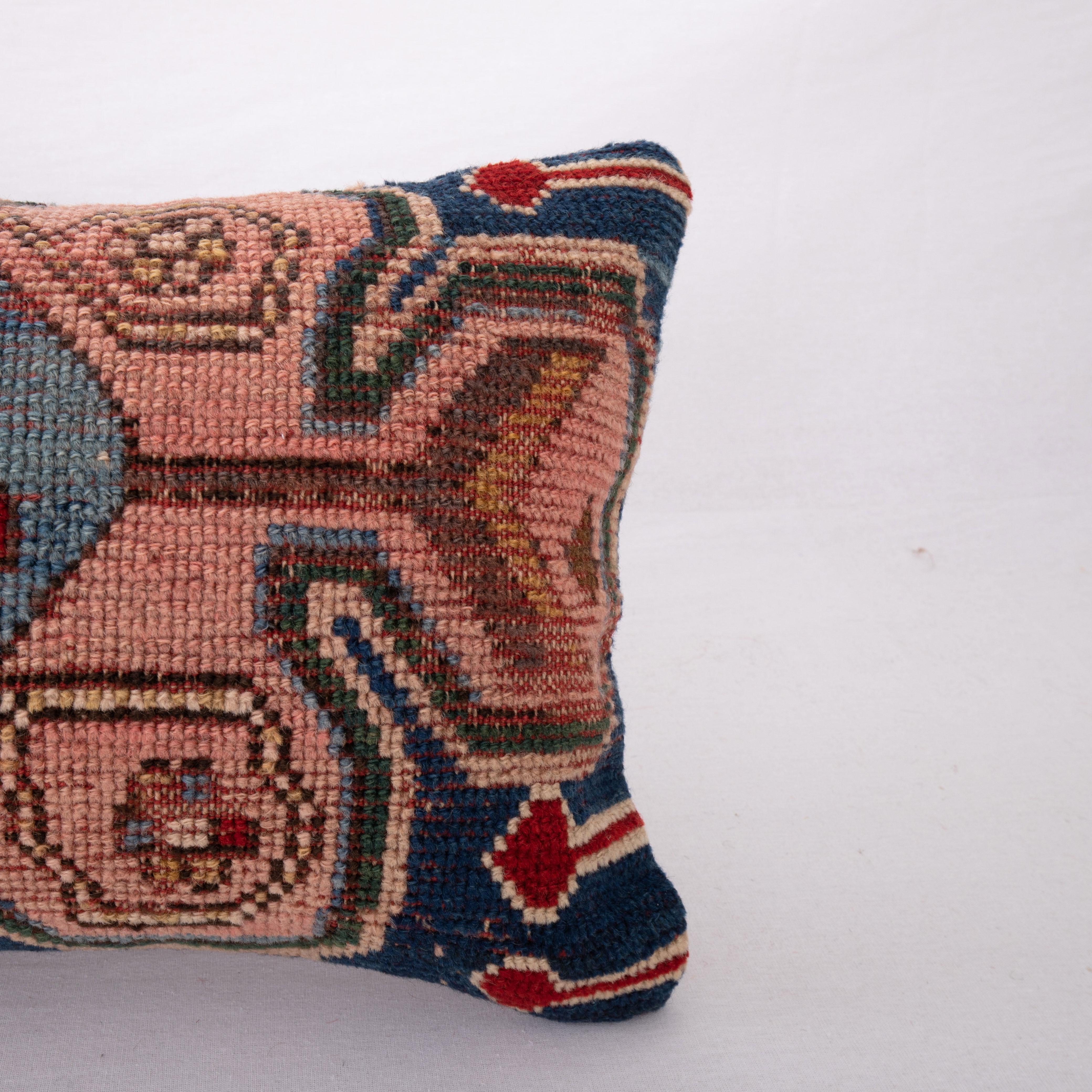 19th Century Pillow Cover Made from an Antique Caucasian Rug Fragment, Late 19th C. For Sale