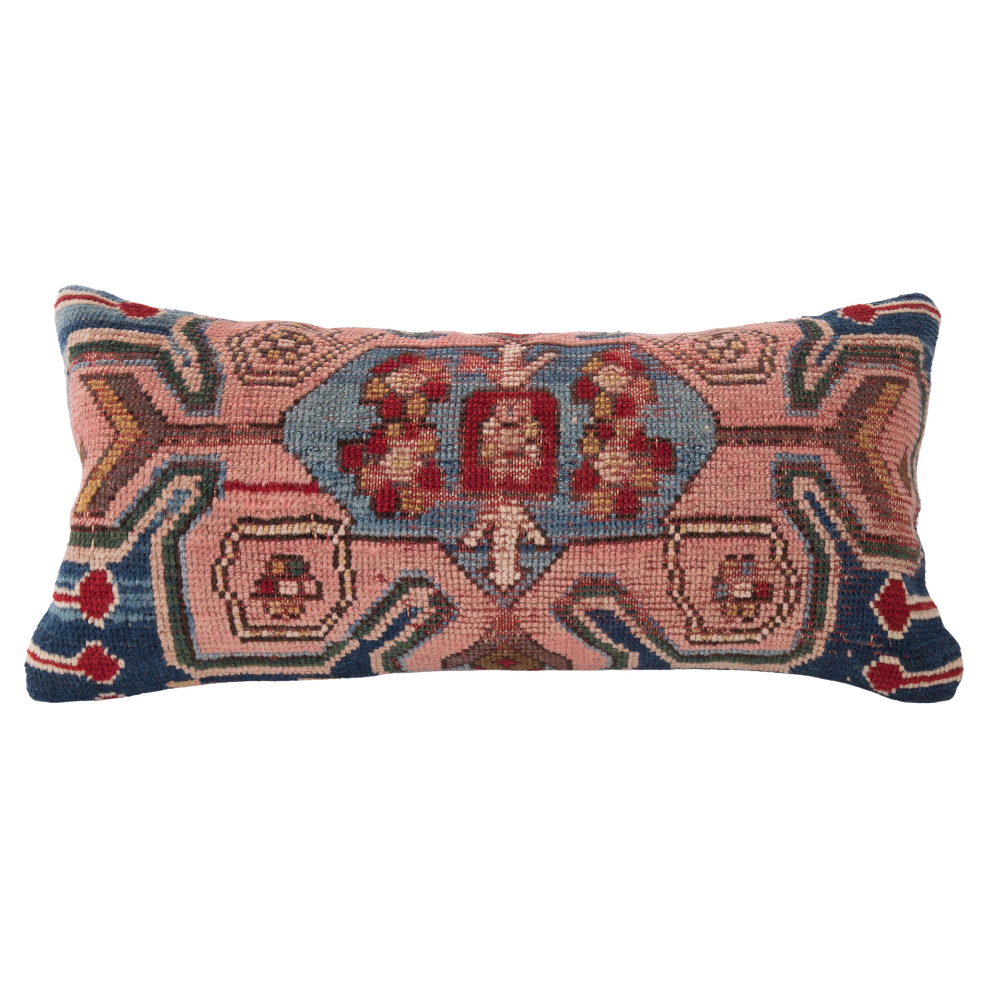 Pillow Cover Made from an Antique Caucasian Rug Fragment, Late 19th C. For Sale