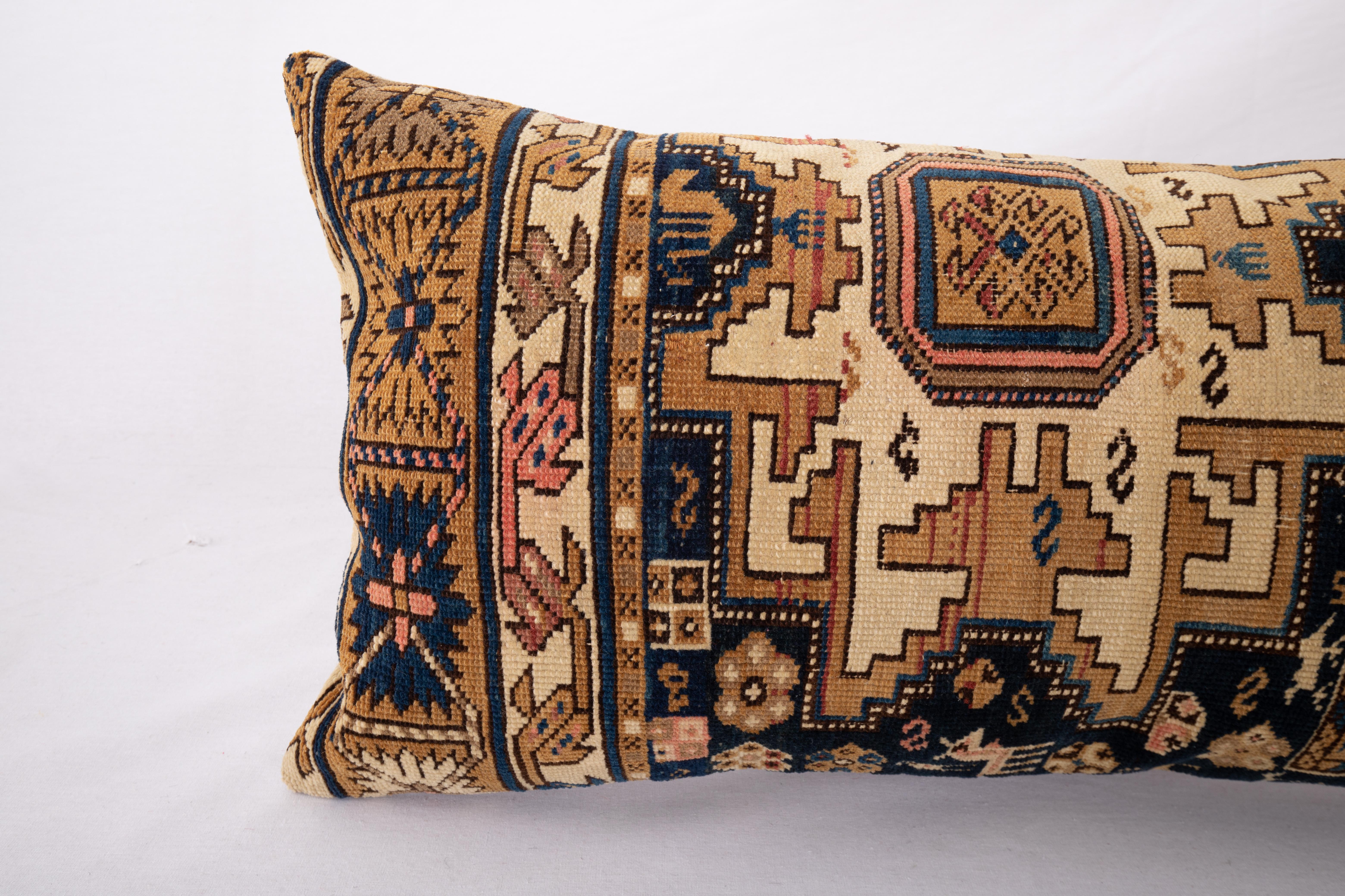 Tribal Pillow Cover Made from an Antique Caucasian Shirvan Rug Fragment For Sale
