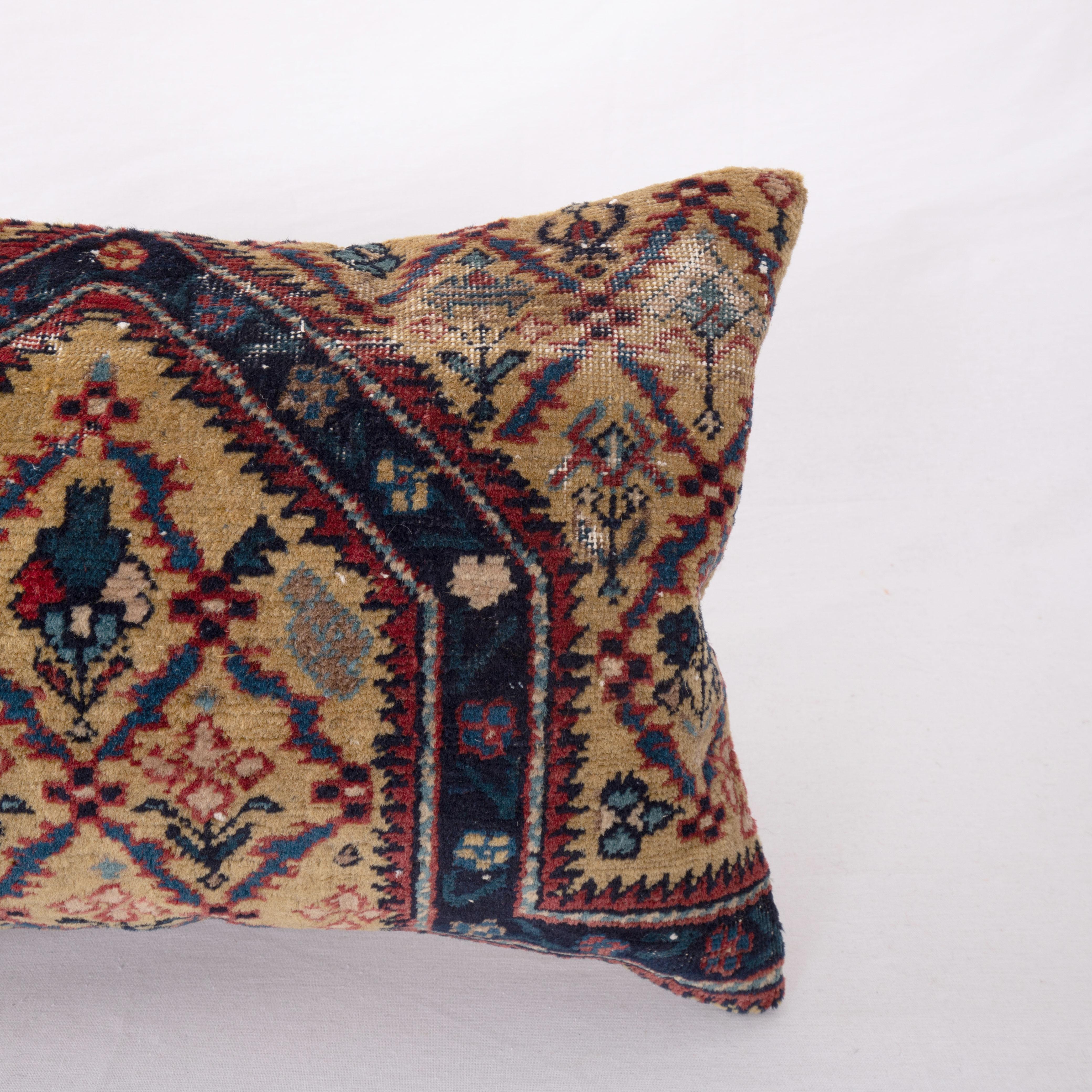 Hand-Woven Pillow Cover Made from an Antique Caucasian Shirvan Rug Fragment For Sale