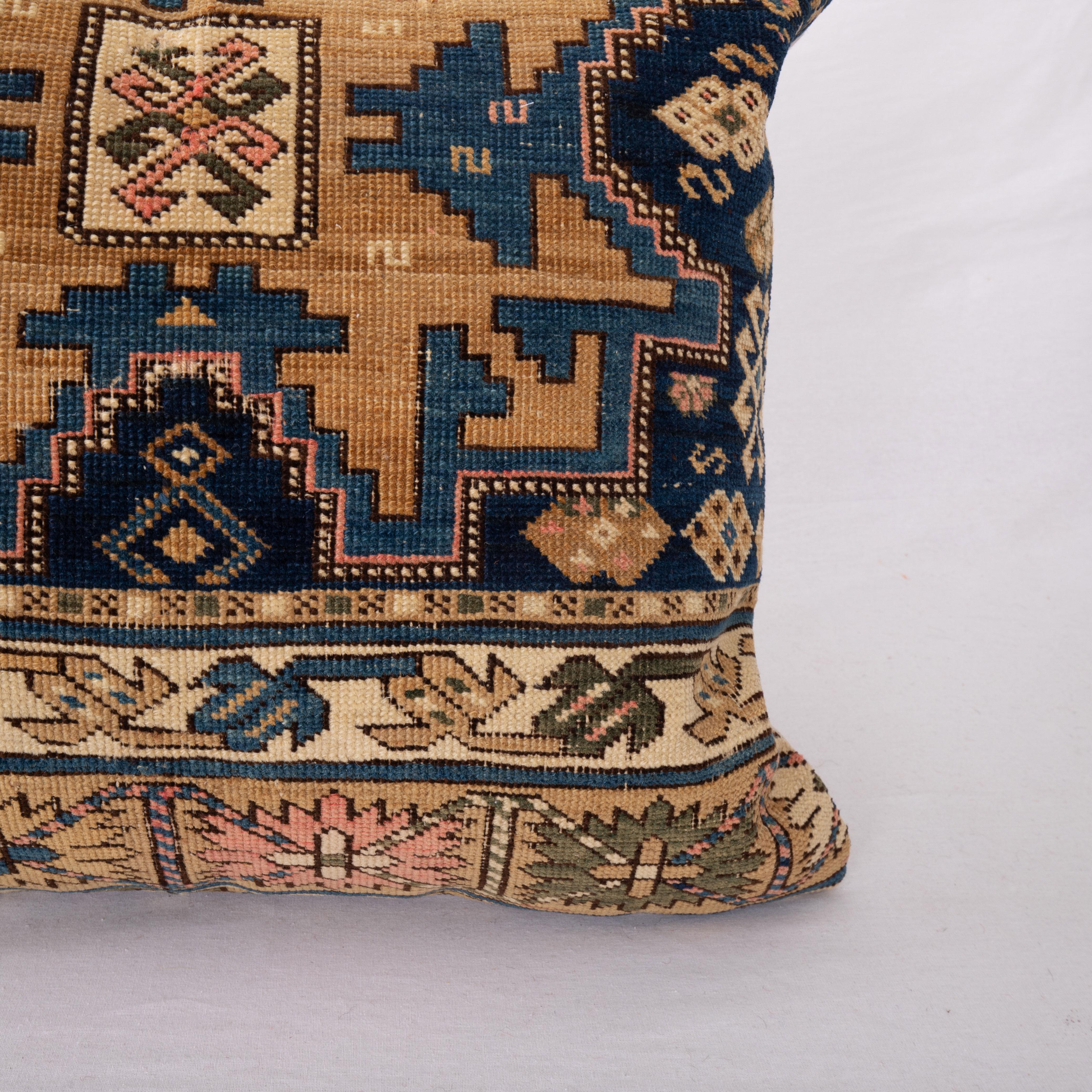 Hand-Woven Pillow Cover Made from an Antique Caucasian Shirvan Rug Fragment For Sale